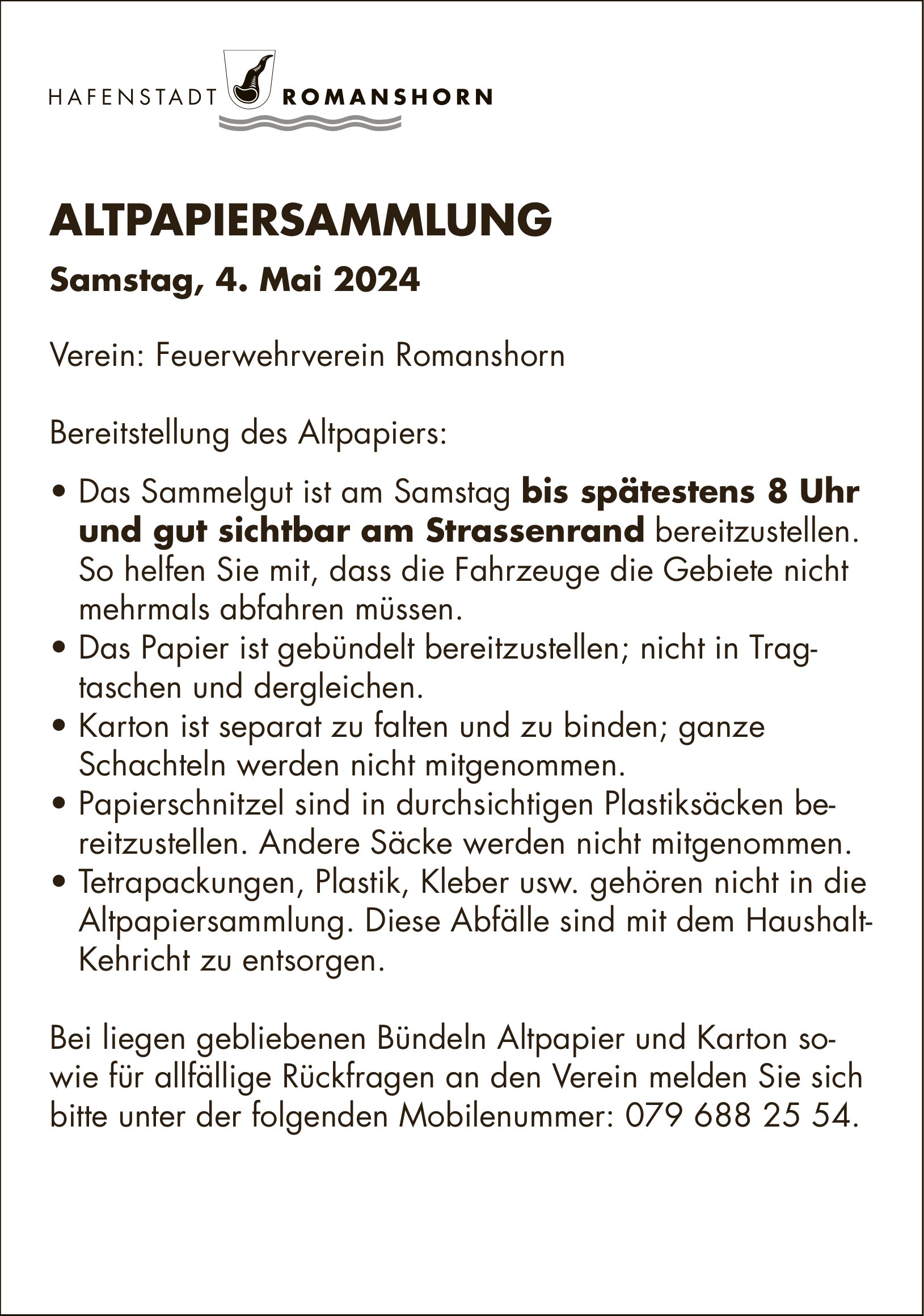 Romanshorn - Altpapiersammlung
