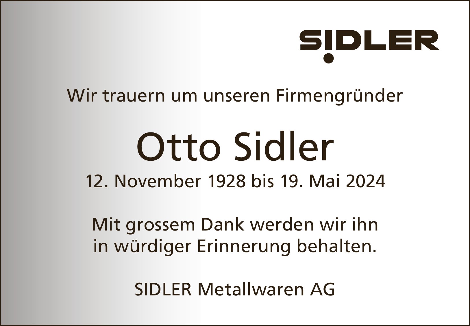 Otto Sidler - Sidler Metallwaren AG