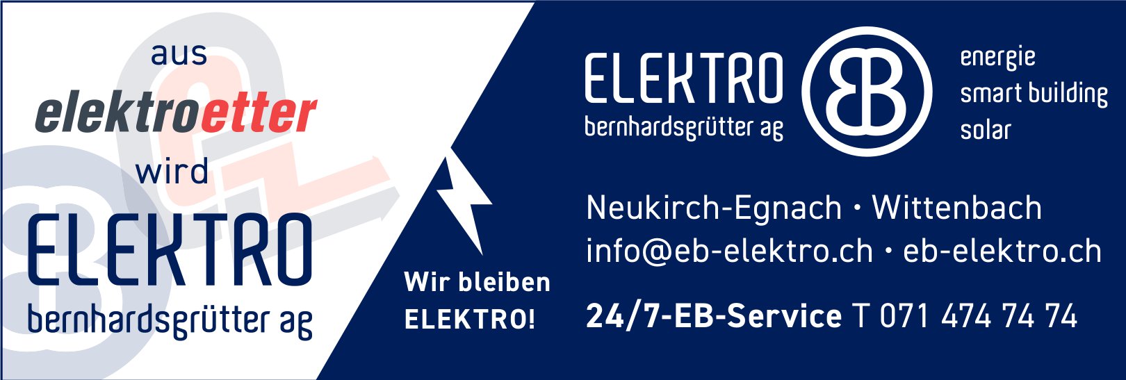Elektro bernhardsgrütter ag, Wittenbach - aus Elektroetter wird Elektro Bernhardsgrütter AG