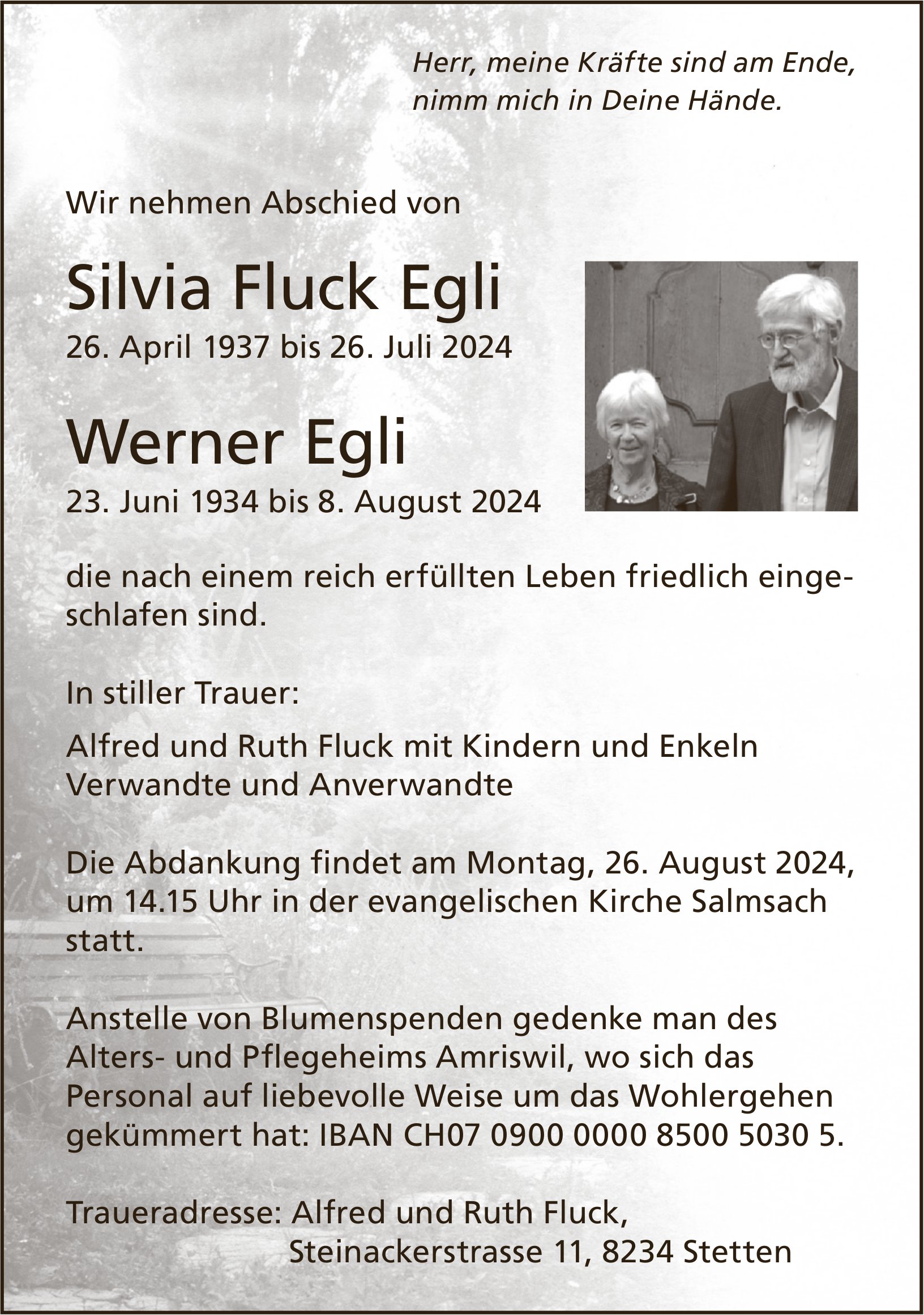 Egli Silvia Fluck und Egli Werner, Juli 2024 / TA