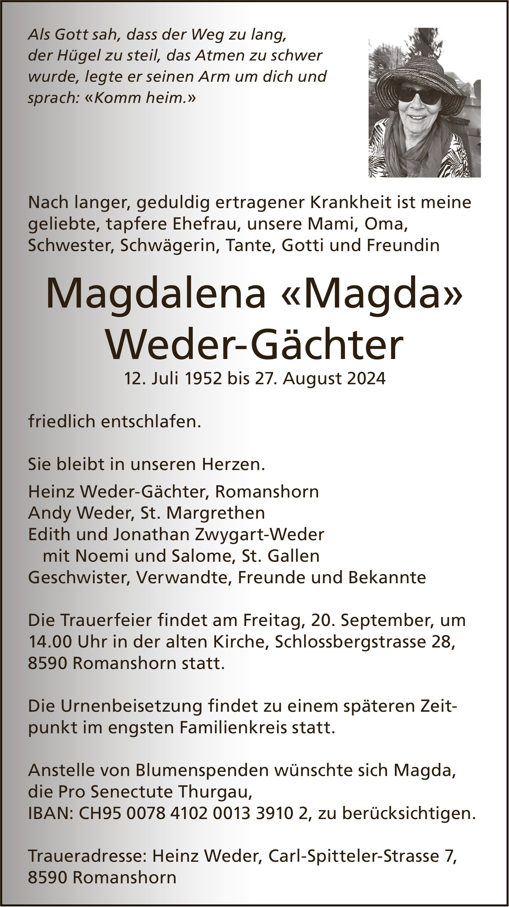 Weder-Gächter Magdalena «Magda», August 2024 / TA