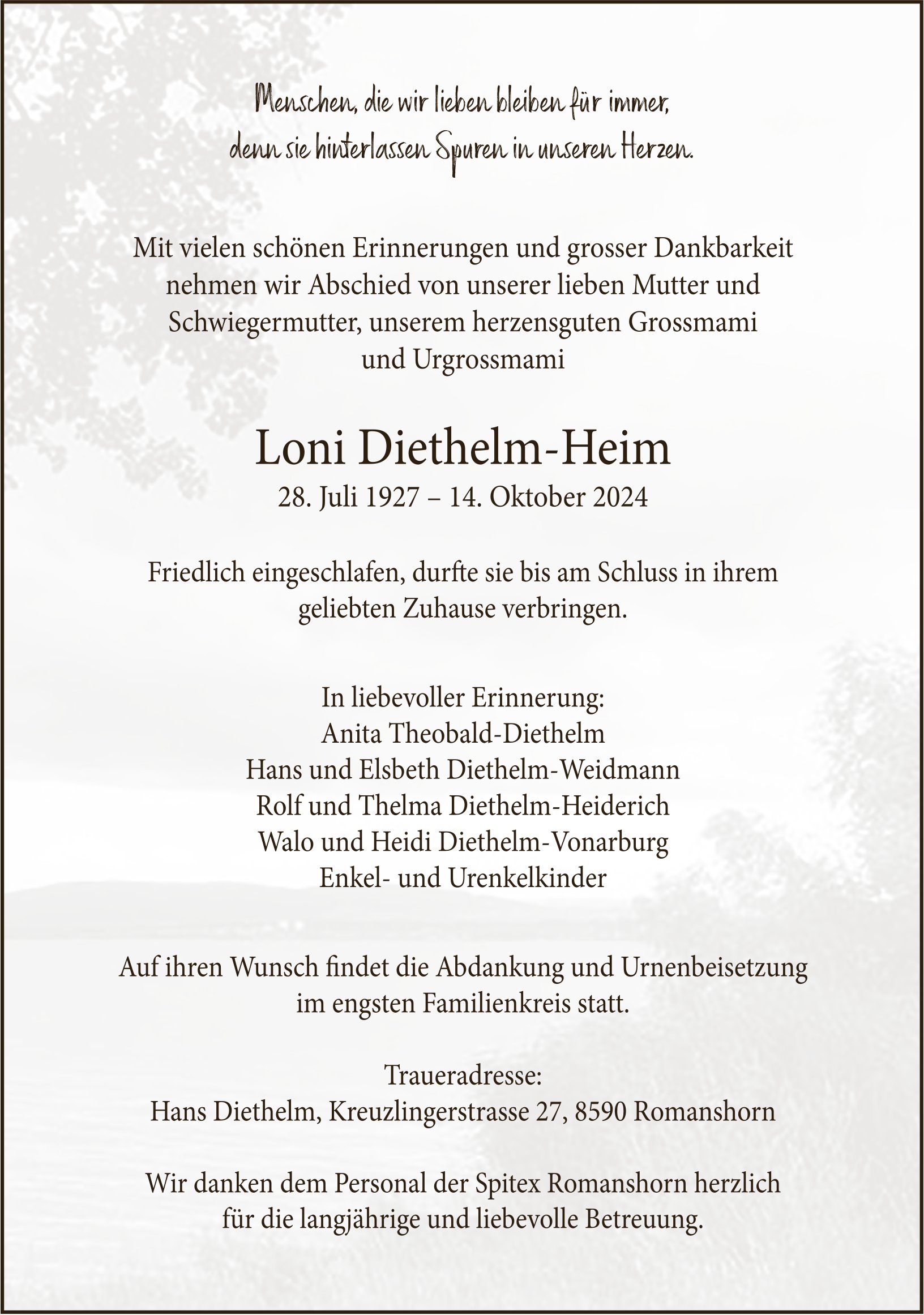 Loni Diethelm-Heim, im Oktober 2024 / DS