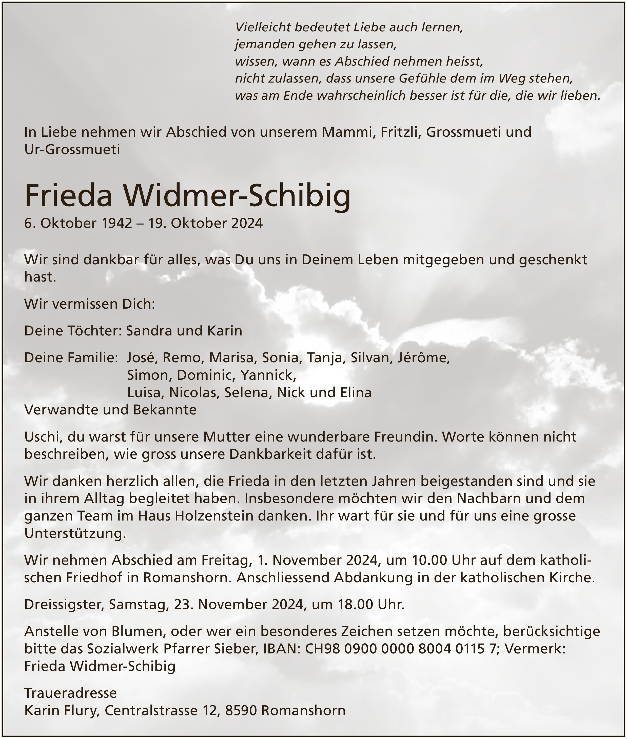 Romanshorn - Widmer-Schibig Frieda