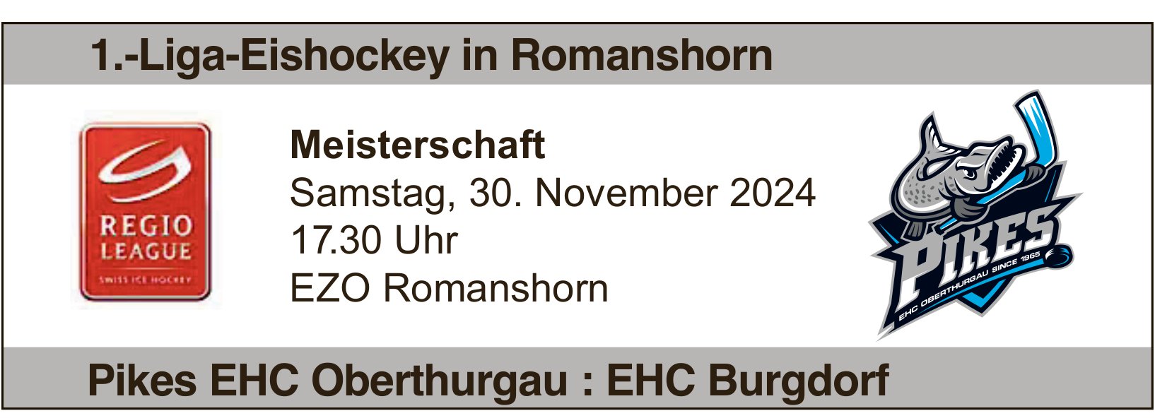 Pikes Ehc Oberthurgau:Ehc Burgdorf, 30. November