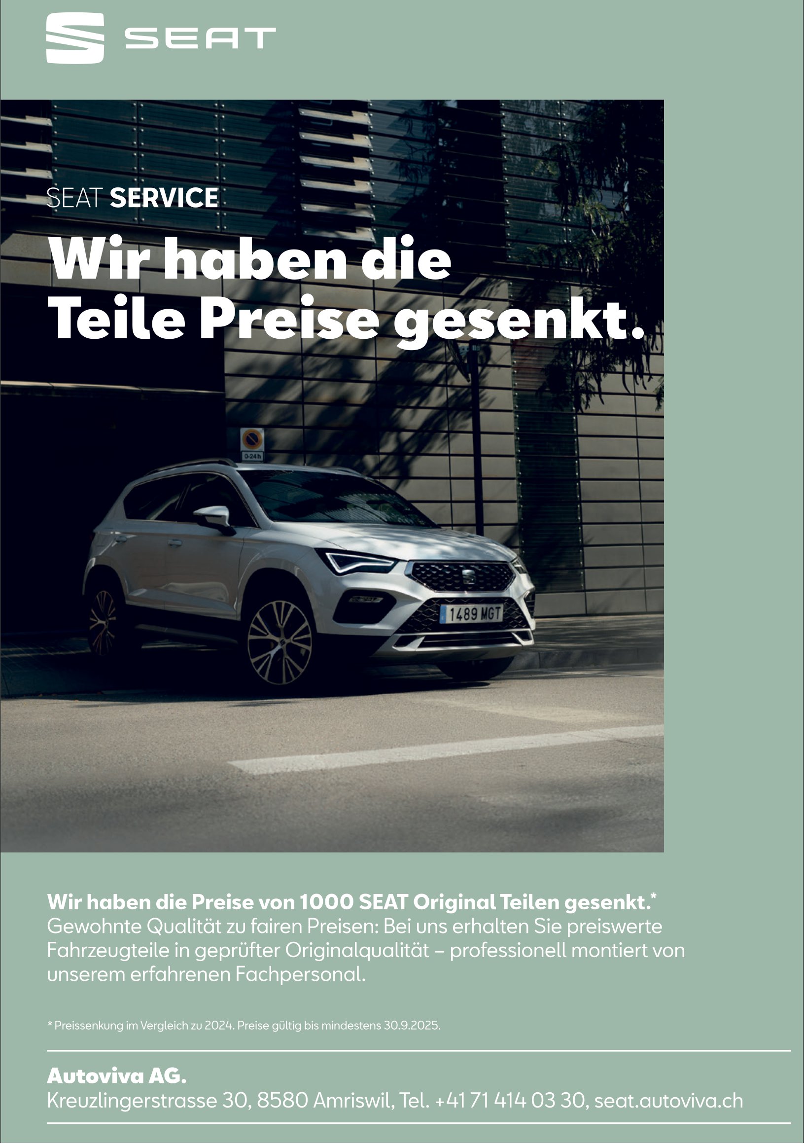 Autoviva AG, Amriswil - SEAT Service: Wir haben die Preise gesenkt.