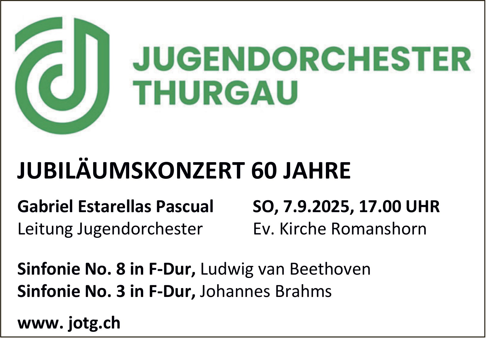 JUBILÄUMSKONZERT 60 JAHRE, 7. September, Romanshorn