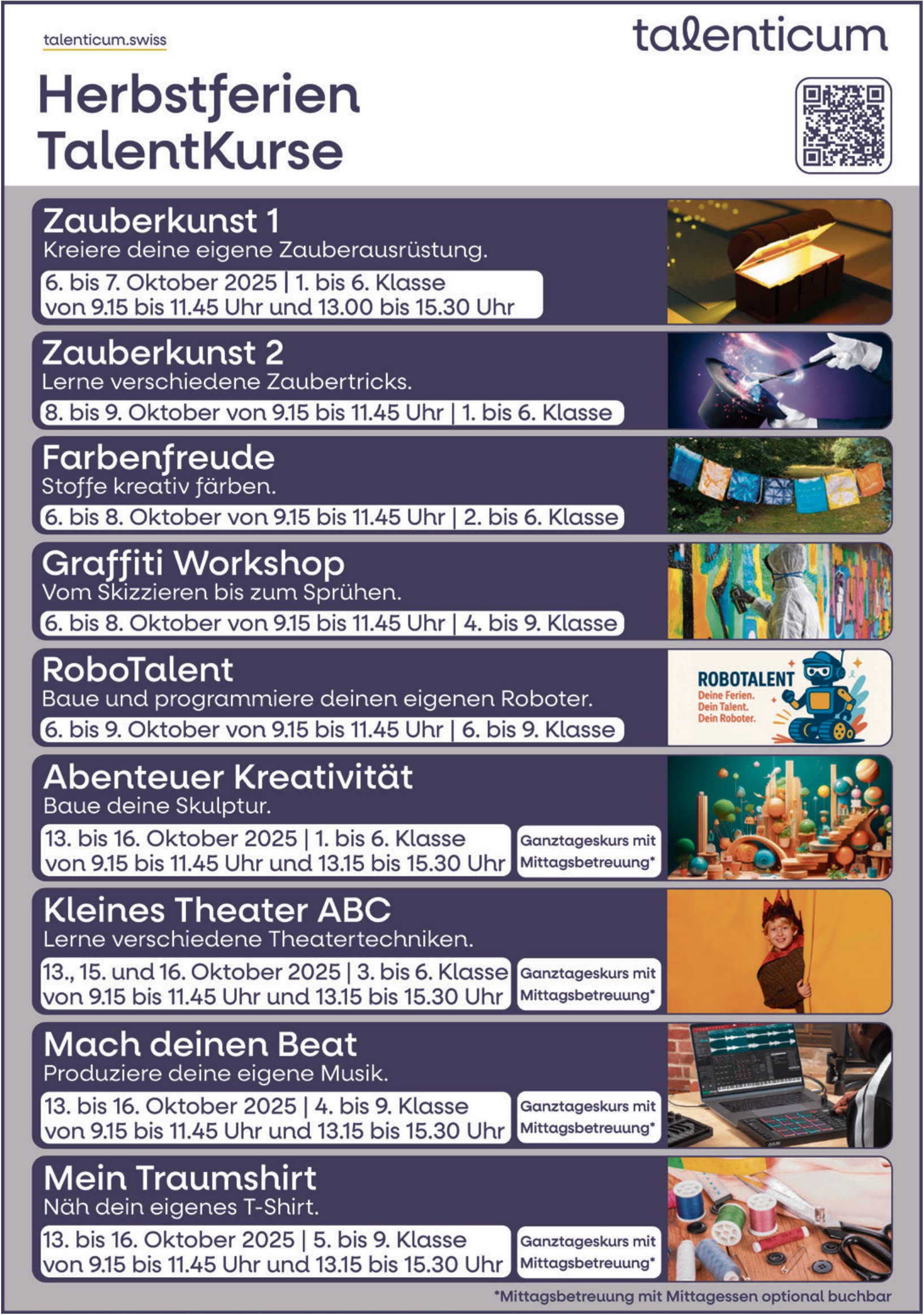 Talenticum Romanshorn, Herbstferien TalentKurse