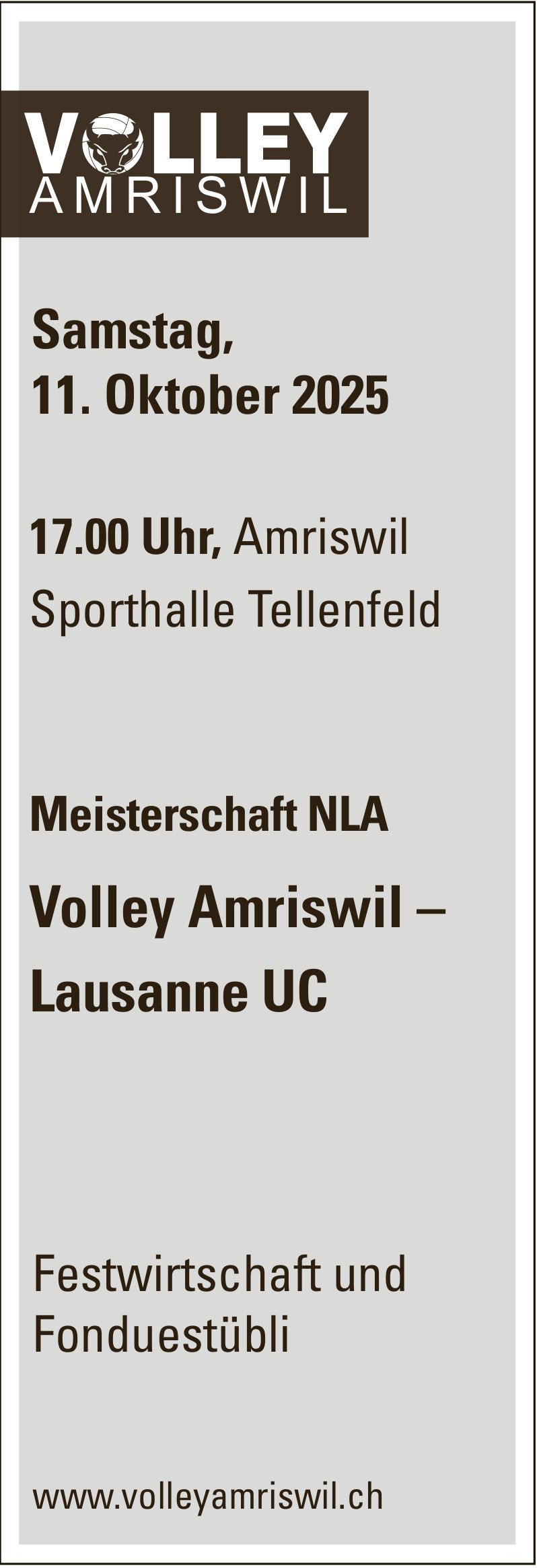Meisterschaft NLA Volley Amriswil–Lausanne Uc, 11. Oktober, Sporthalle Tellenfeld