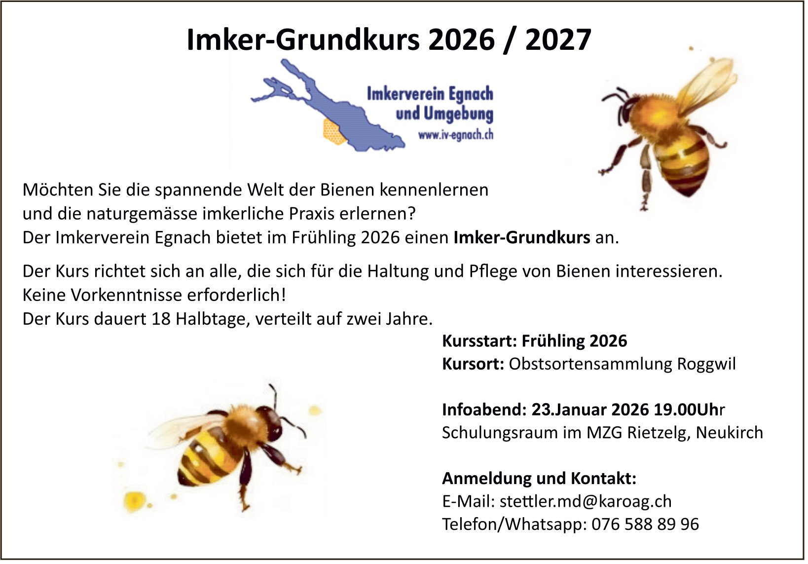 Imkerverein Egnach, Imker-Grundkurs 2026/2027