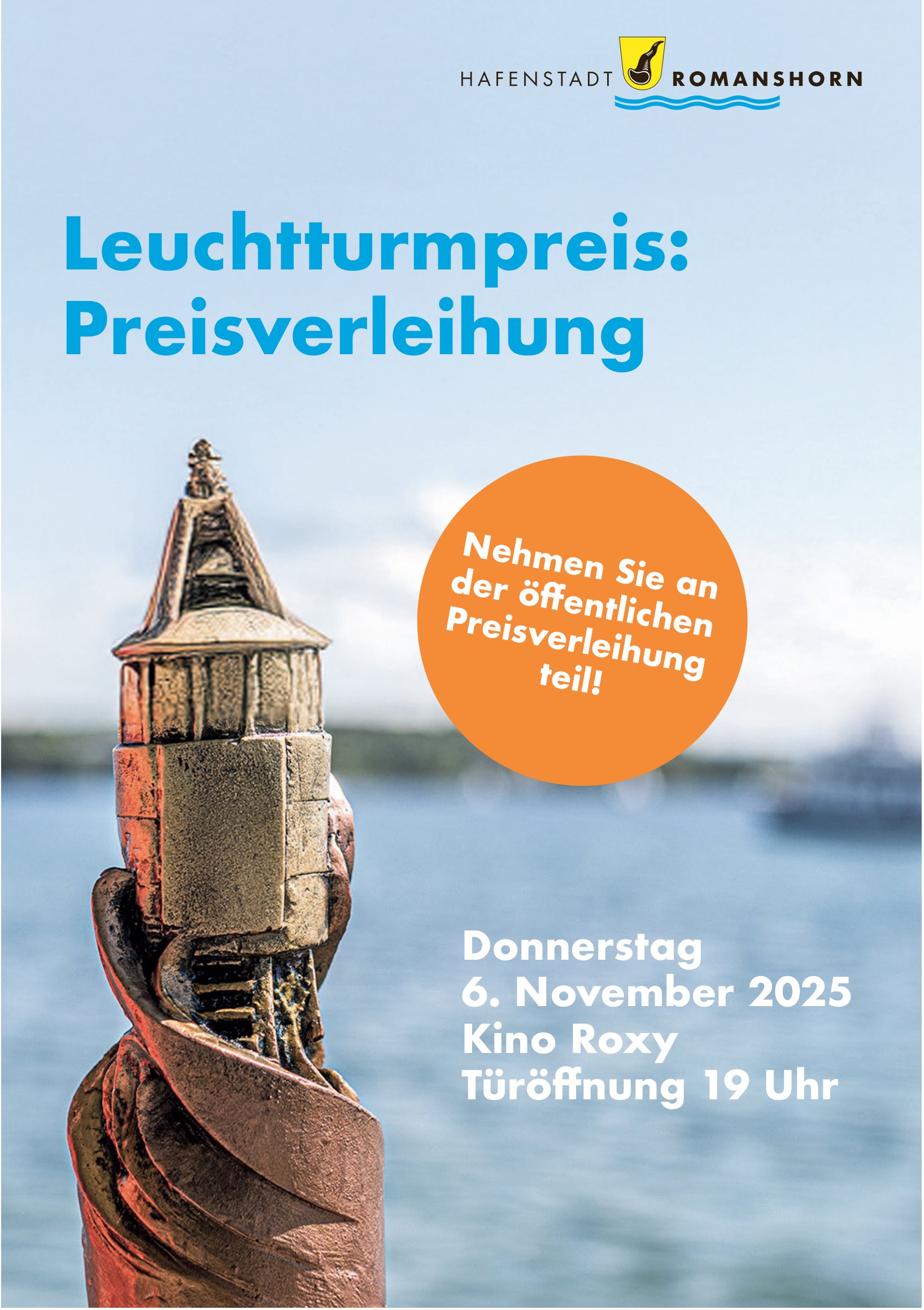 Leuchtturmpreis: Preisverleihung, 6. November, Kino Roxy