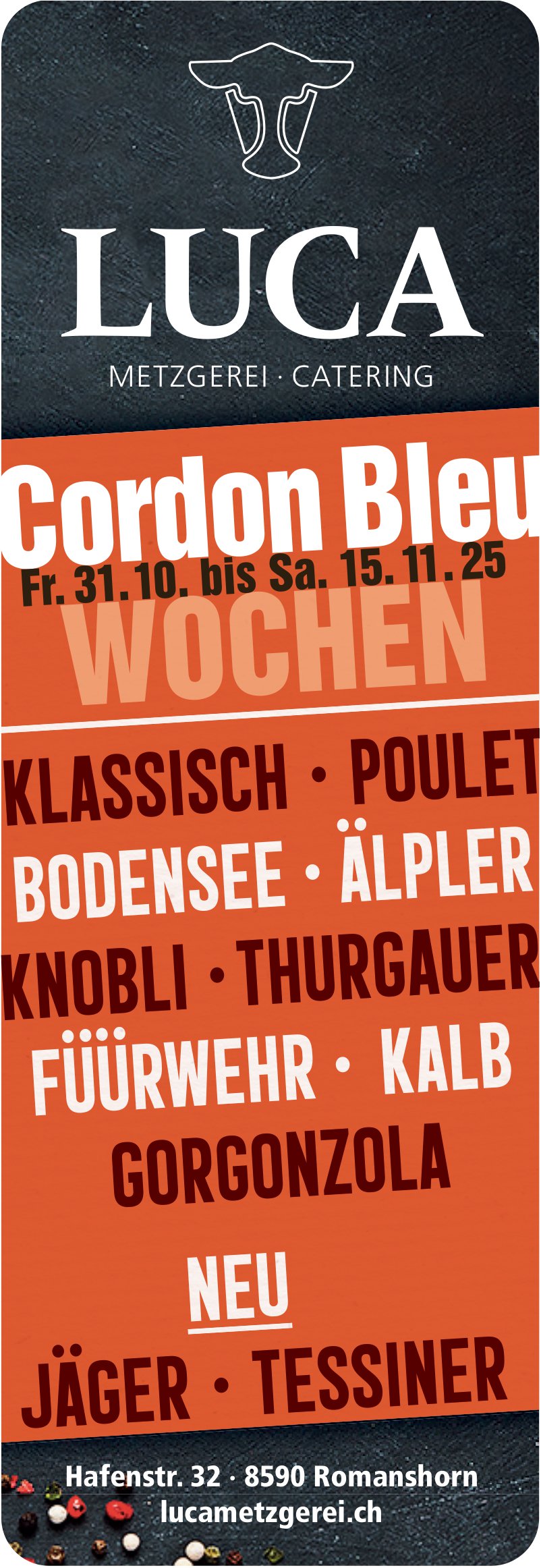 Cordon Bleu WOCHEN, 31. Oktober - 15. November, Romanshorn