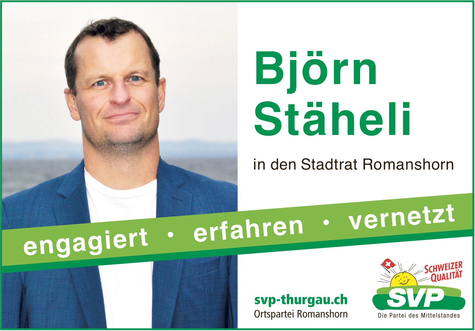 SVP Thurgau, Björn Stäheli in den Stadtrat Romanshorn