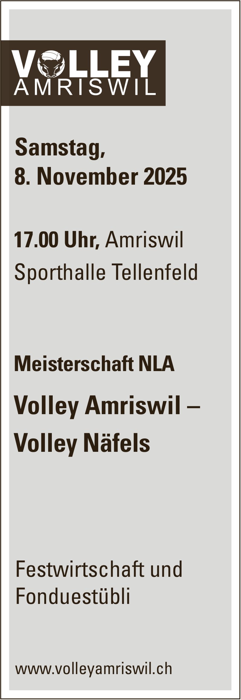 Meisterschaft NLA: Volley Amriswil–Volley Näfels, 8. November, Sporthalle Tellenfeld