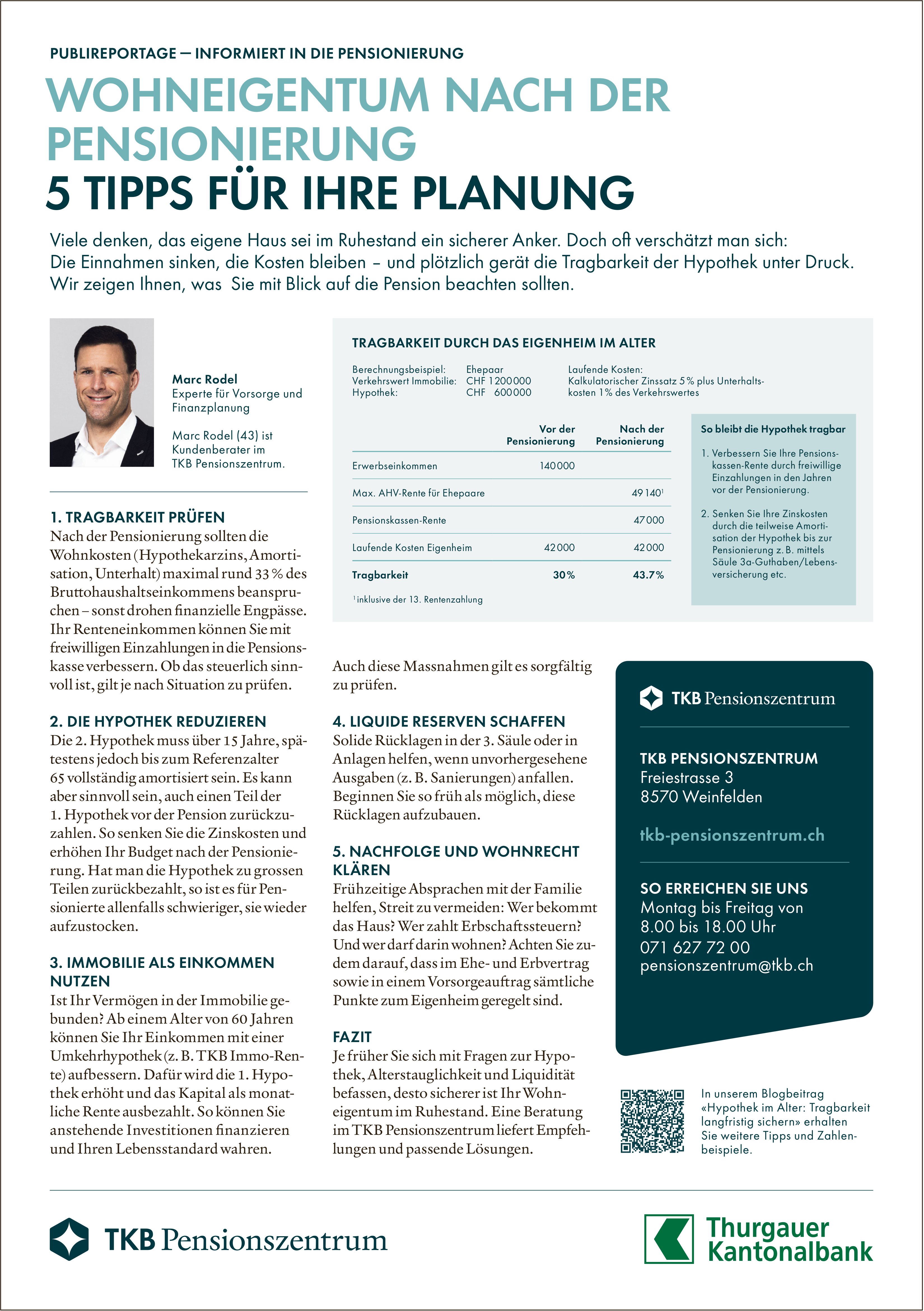 TKB Pensionszentrum, Wohneigentum nach der Pensionierung: 5 Tipps Für Ihre Planung