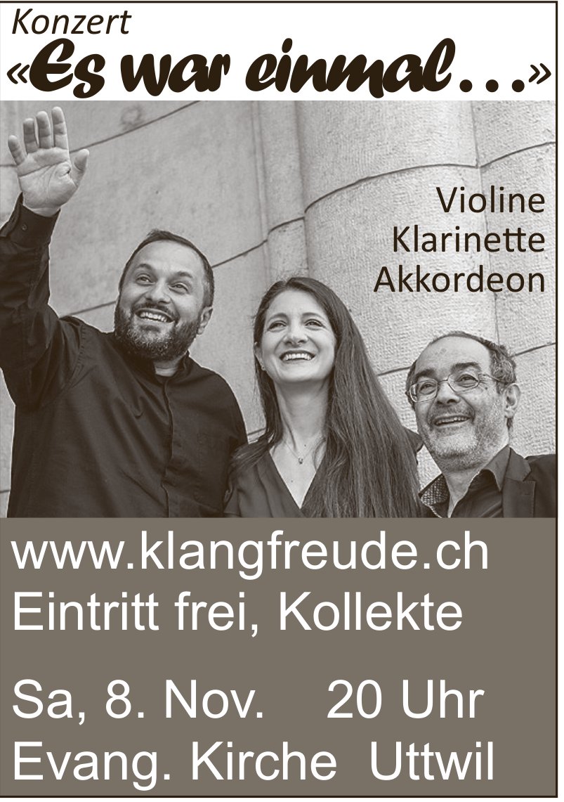 Konzert «Es war einmal…», 8. November, Uttwil