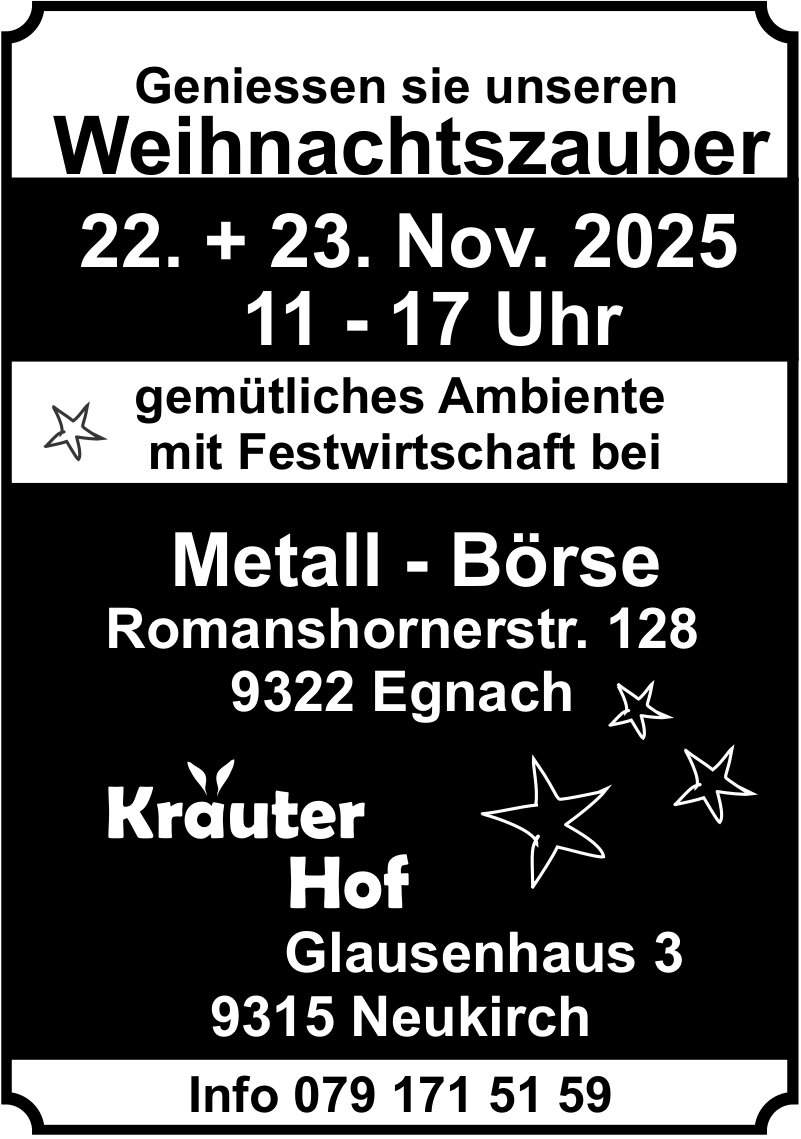 Weihnachtszauber, 22. - 23. November, Krauter Hof, Egnach
