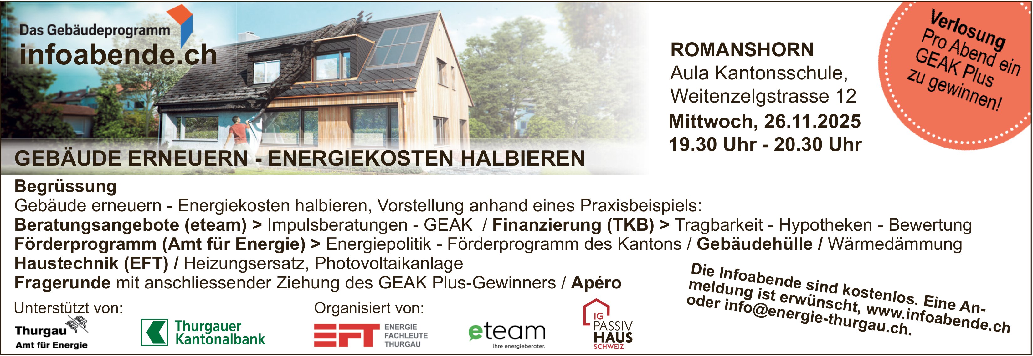 Gebäude Erneuern-Energiekosten Halbieren, 26. November, Romanshorn