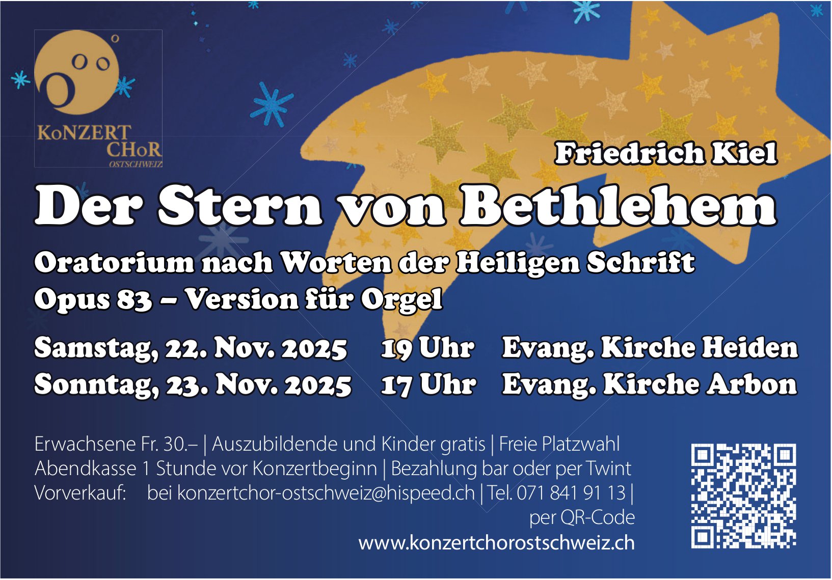 Der Stern von Bethlehem, 22. - 23. November, Evang. Kirche Heiden, Arbon