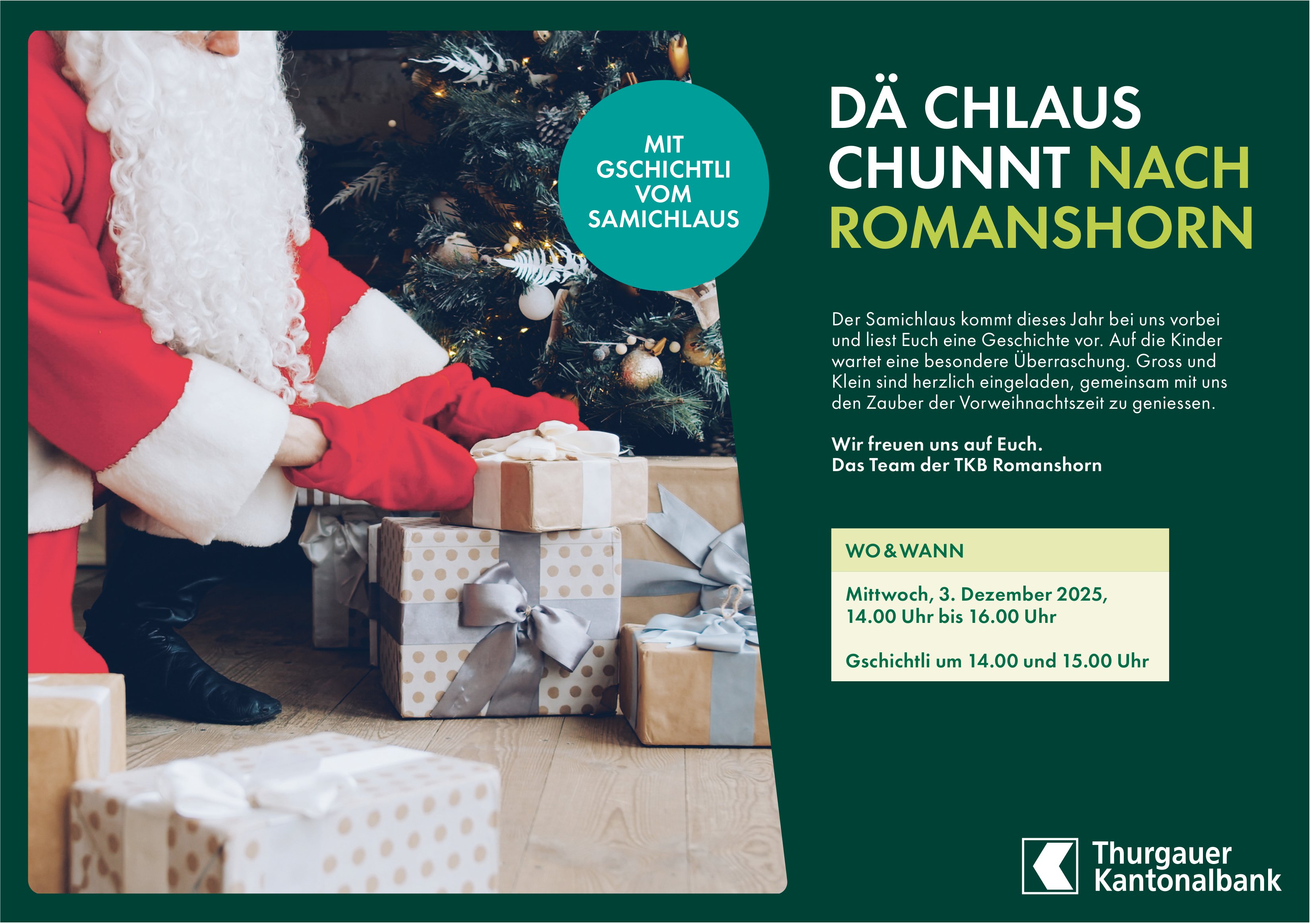 Dä Chlaus Chunnt Nach Romanshorn, 3. Dezember, Thurgauer Kantonalbank