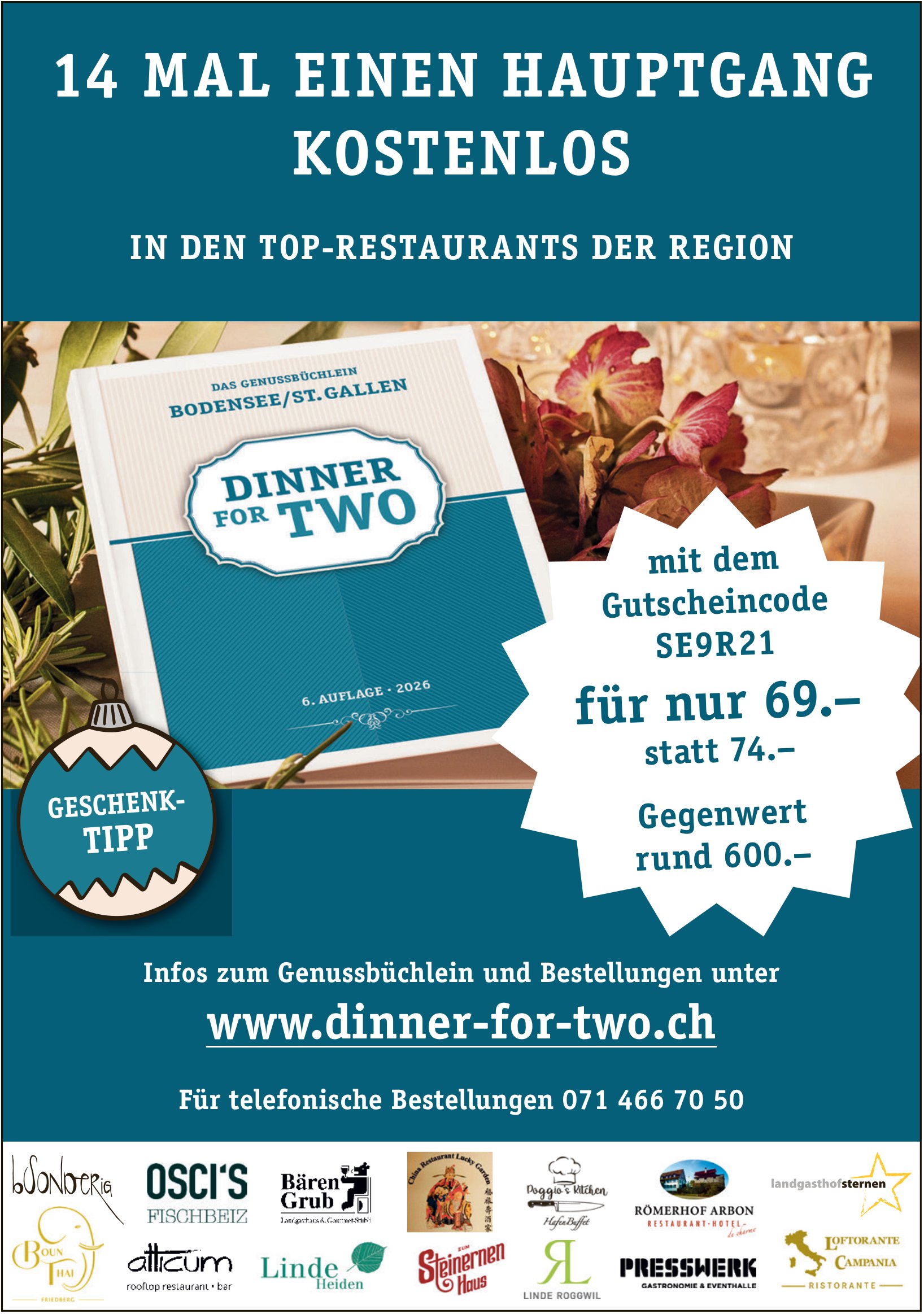 Dinner For Two, 14 MAL EINEN HAUPTGANG KOSTENLOS