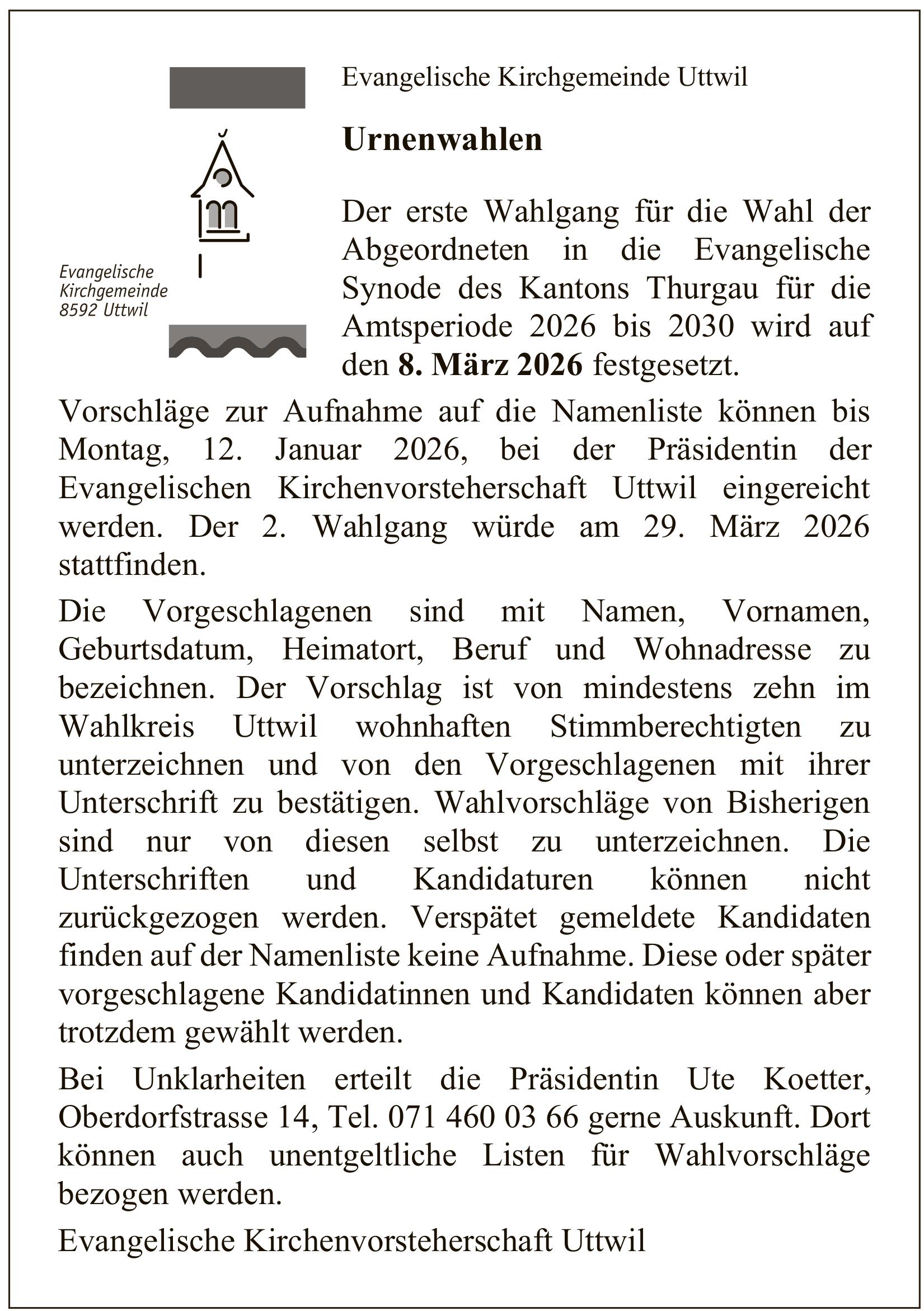 Urnenwahlen, 8. März