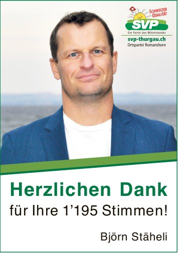 Björn Stäheli, Herzlichen Dank für Ihre 1’195 Stimmen!