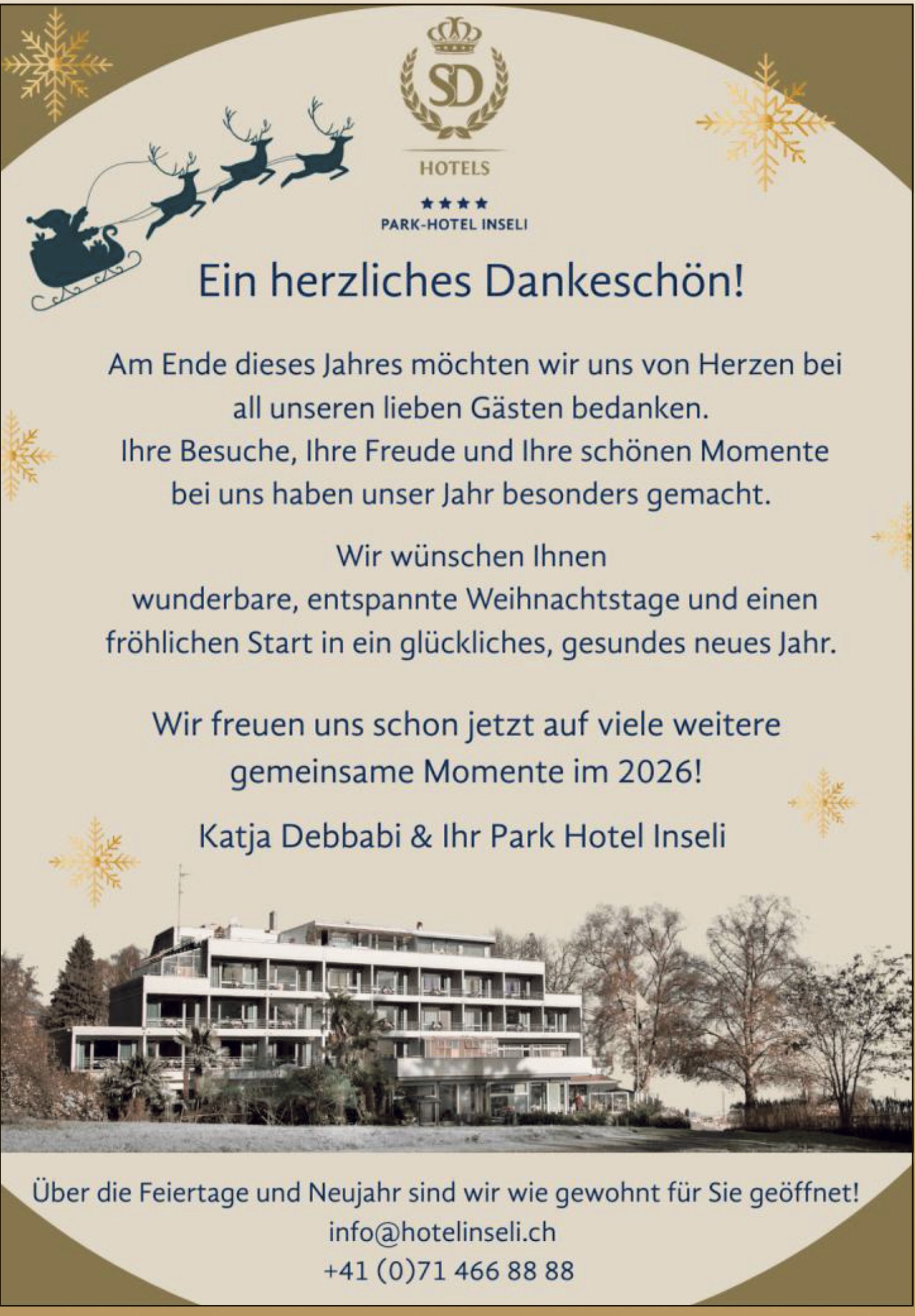Park Hotel Inseli, Ein herzliches Dankeschön!