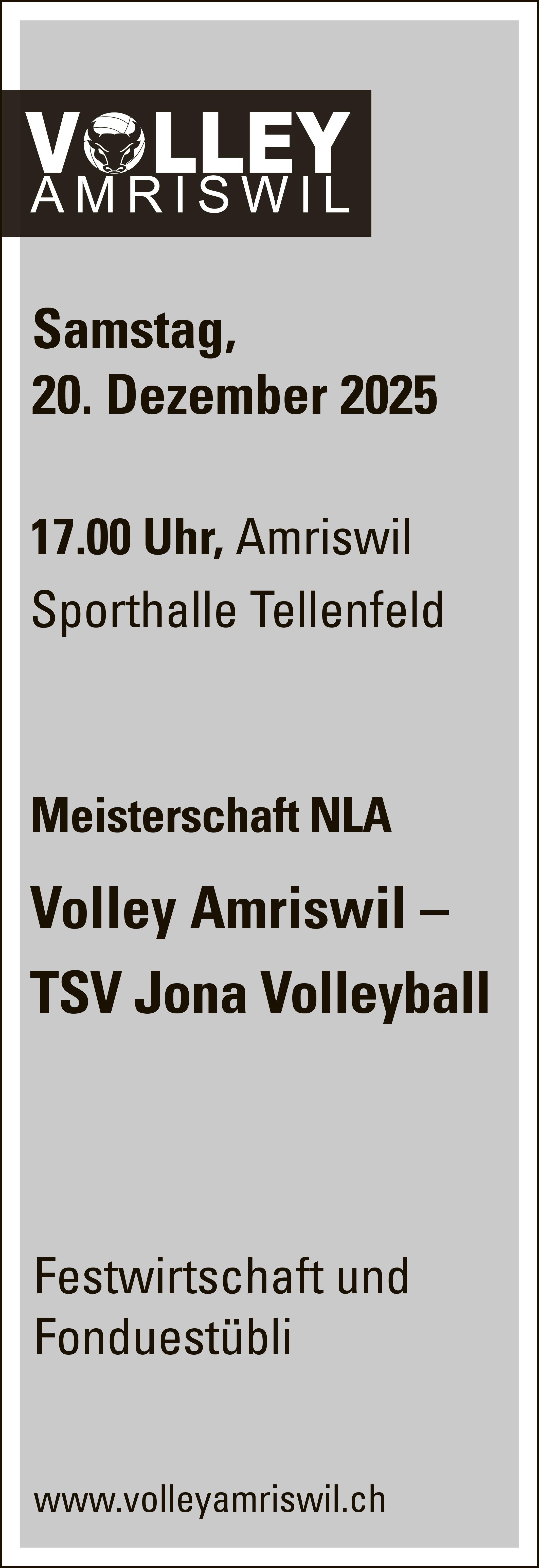 Meisterschaft NLA: Volley Amriswil–TSV Jona Volleyball, 20. Dezember, Sporthalle Tellenfeld