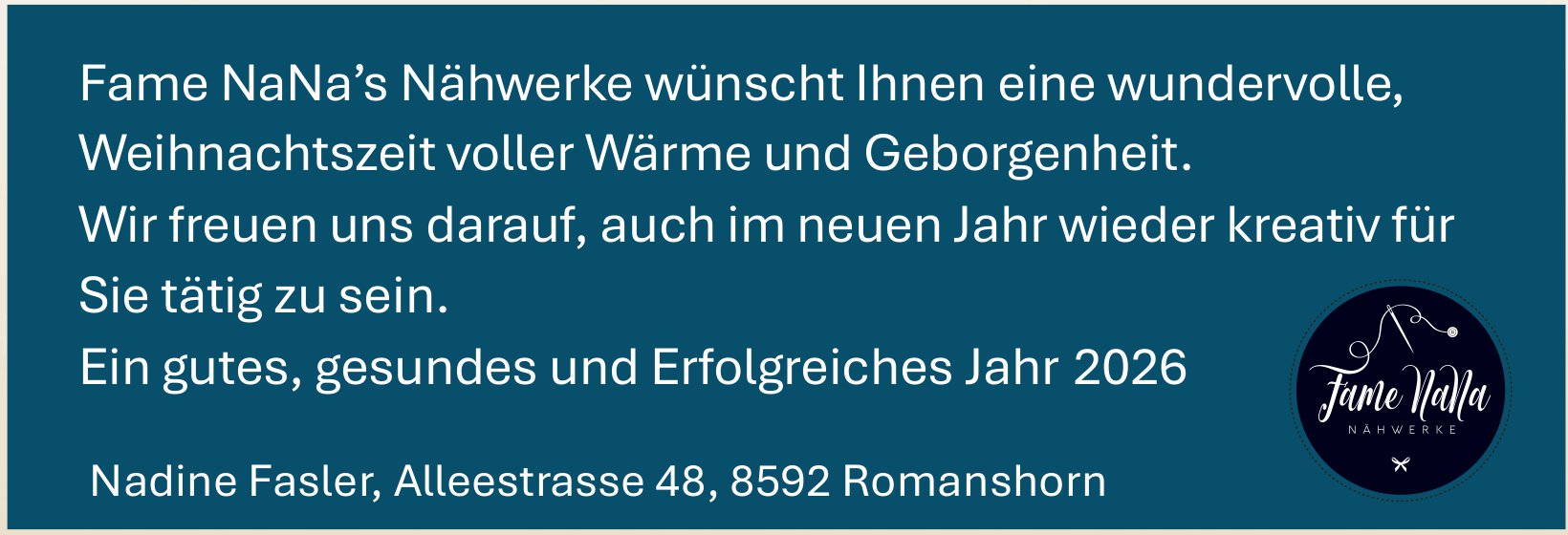 Fame NaNa’s Nähwerke, Romanshorn - Ein gutes, gesundes und Erfolgreiches Jahr 2026