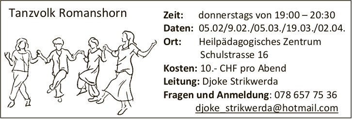 Tanzvolk Romanshorn, 5. Februar - 2. April, Heilpädagogisches Zentrum