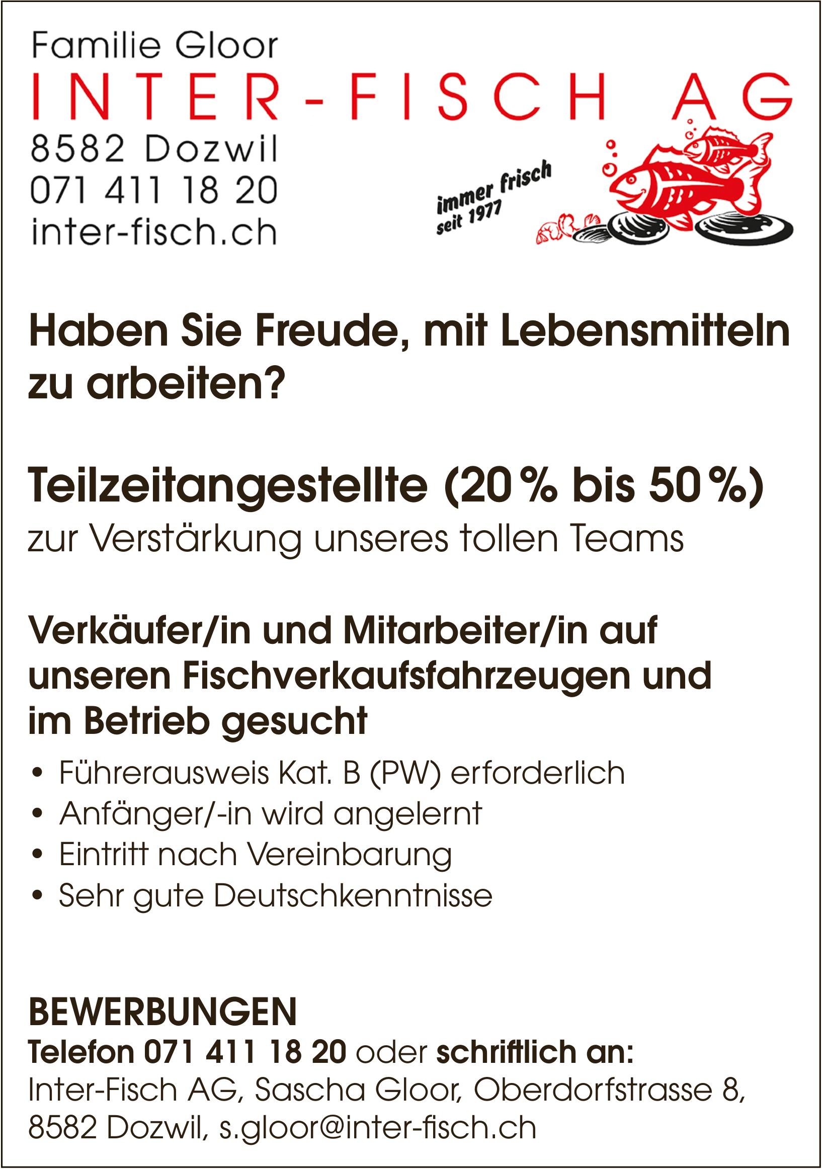 Inter-Fisch AG, Dozwil - Teilzeitangestellte (20 % bis 50 %)