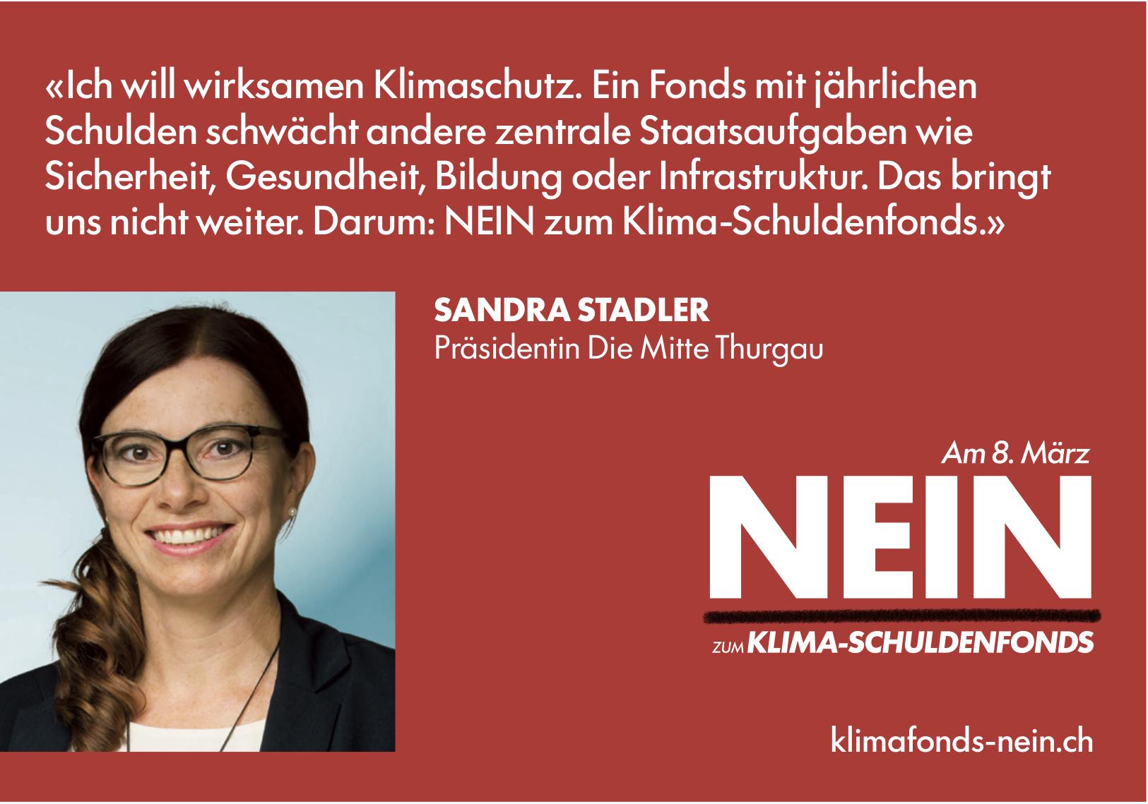 Klimafonds Nein, Sandra Stadler, Präsidentin Die Mitte Thurgau