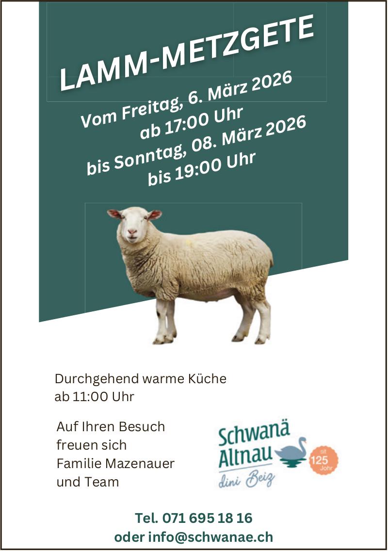 Lamm-Metzgete, 6. - 8. März, Schwäne, Altnau