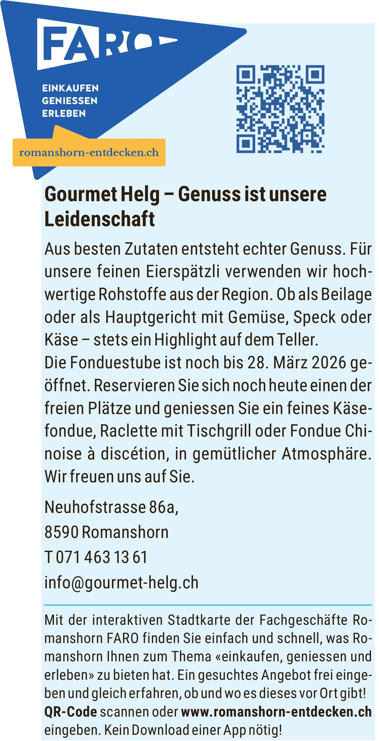 Gourmet Helg, Romanshorn - Genuss ist unsere Leidenschaft