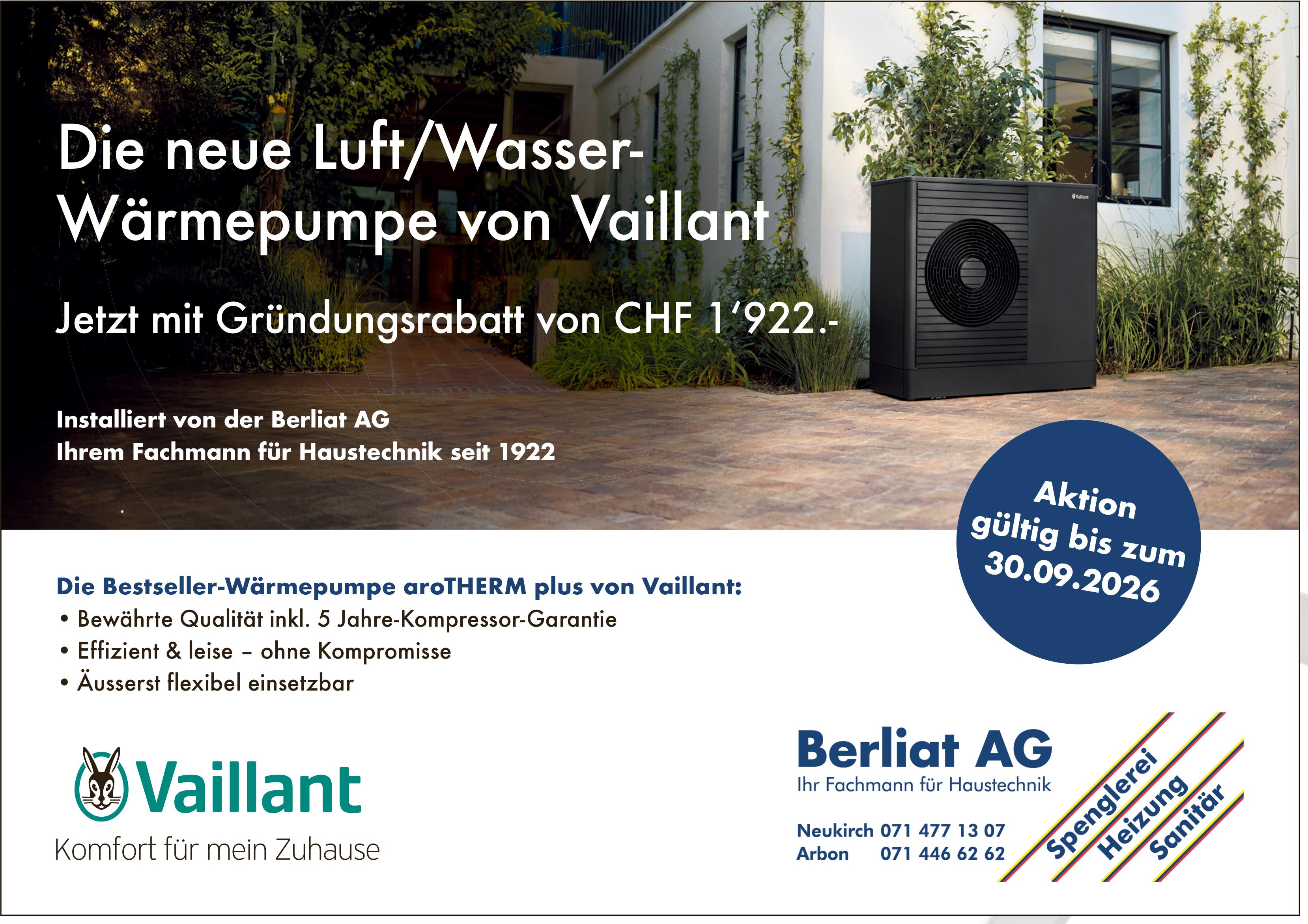 Berliat AG, Wärmepumpe von Vaillant