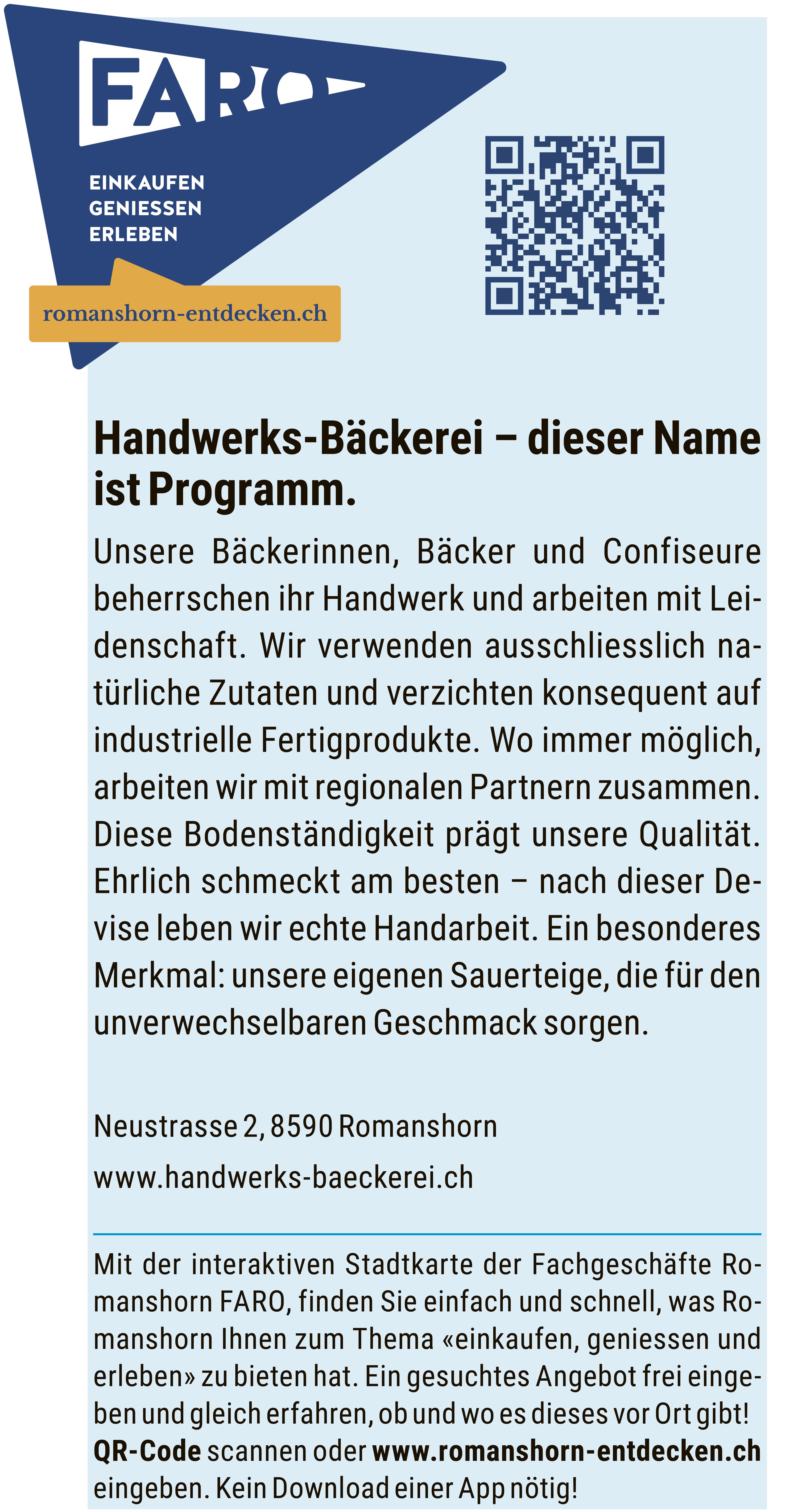FARO, Romanshorn - Handwerks-Bäckerei – dieser Name ist Programm.