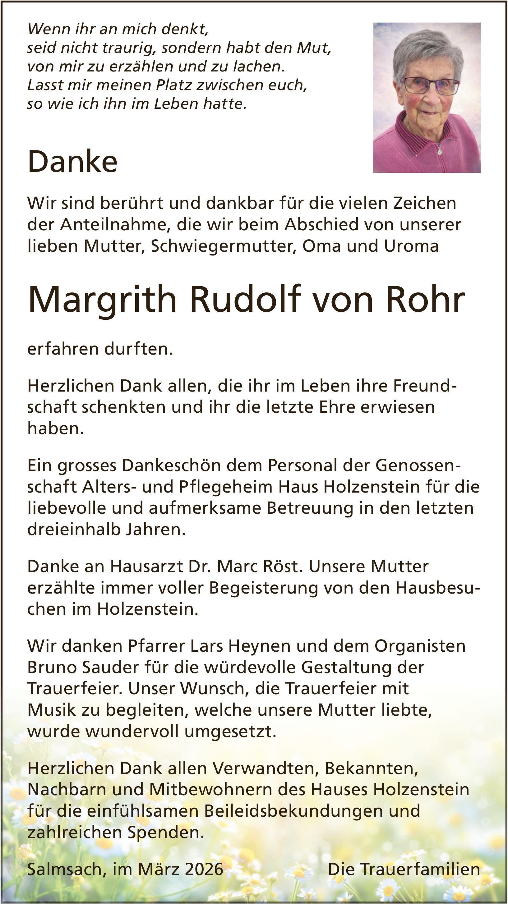 Rudolf von Rohr Margrith, im März 2026 / DS