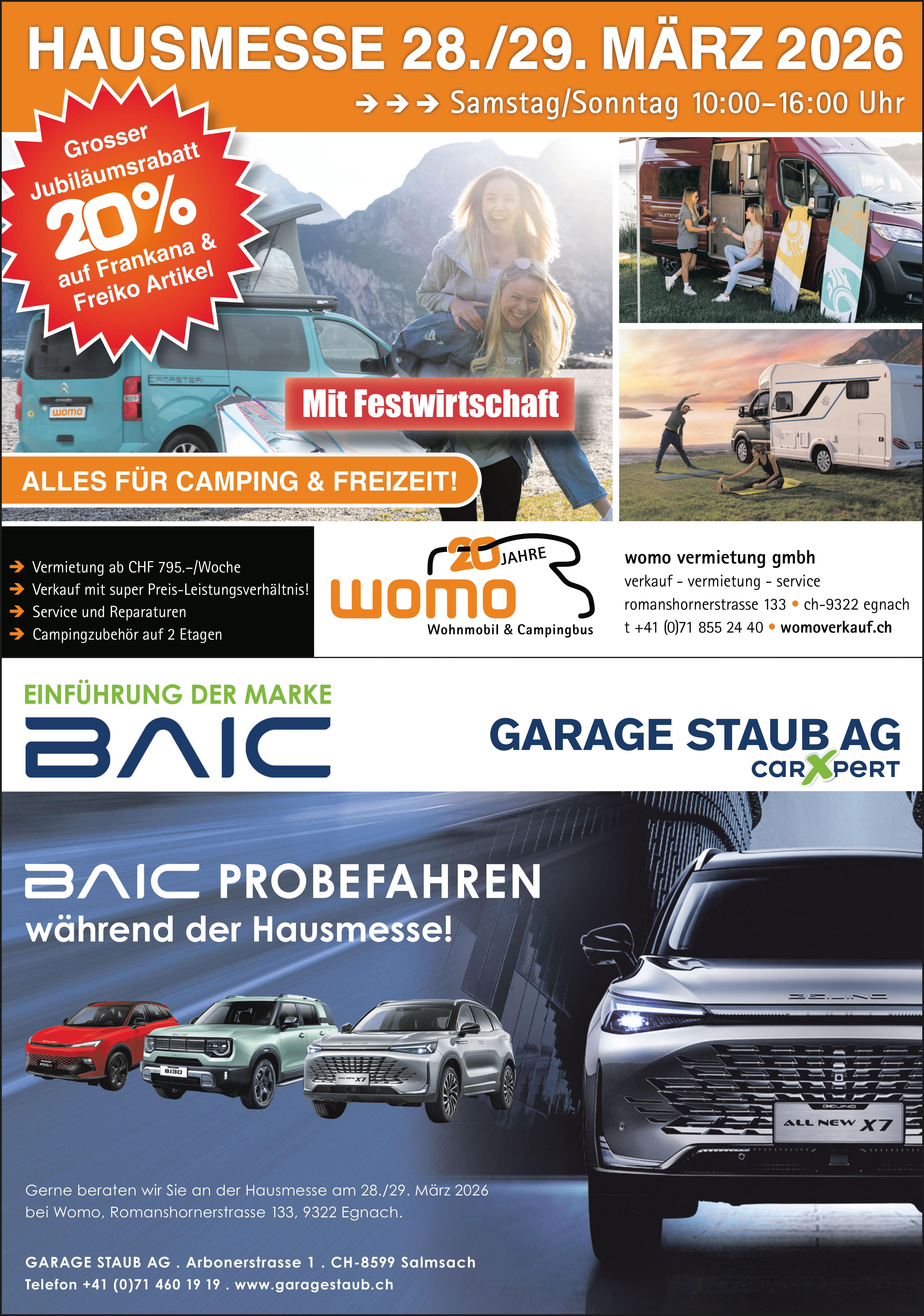 PROBEFAHREN, 28. - 29. März, Garage Staub AG, Salmsach