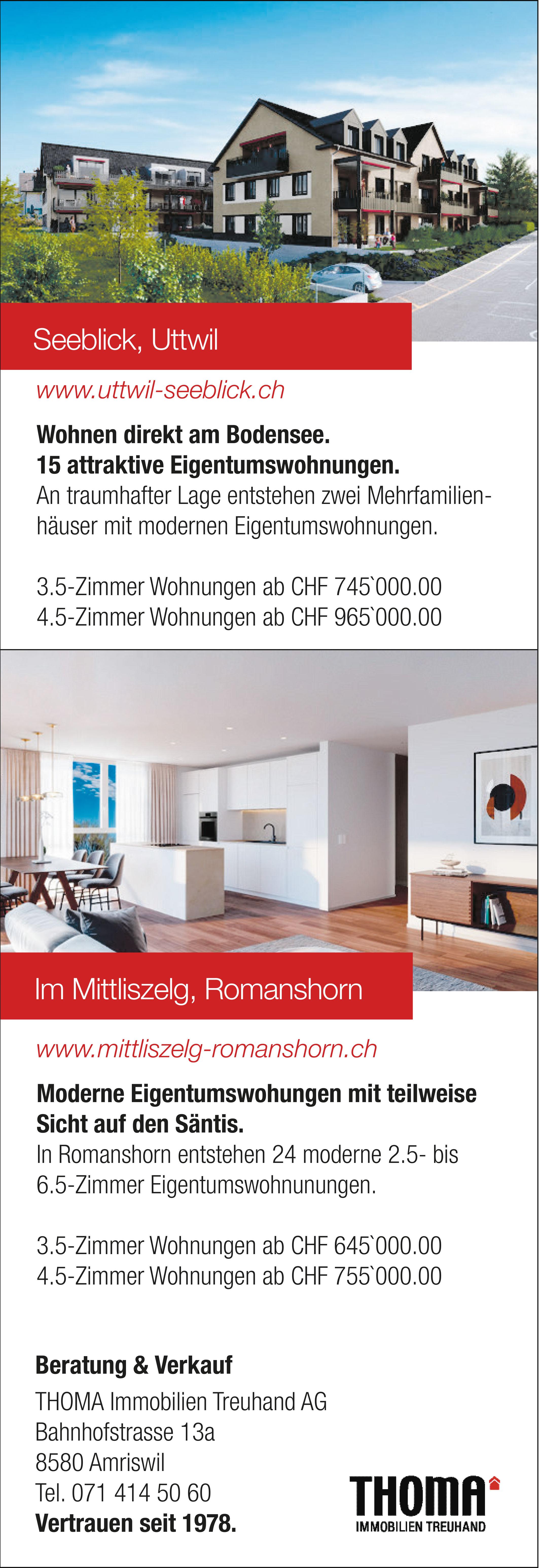 15 attraktive Eigentumswohnungen, Uttwil, zu verkaufen