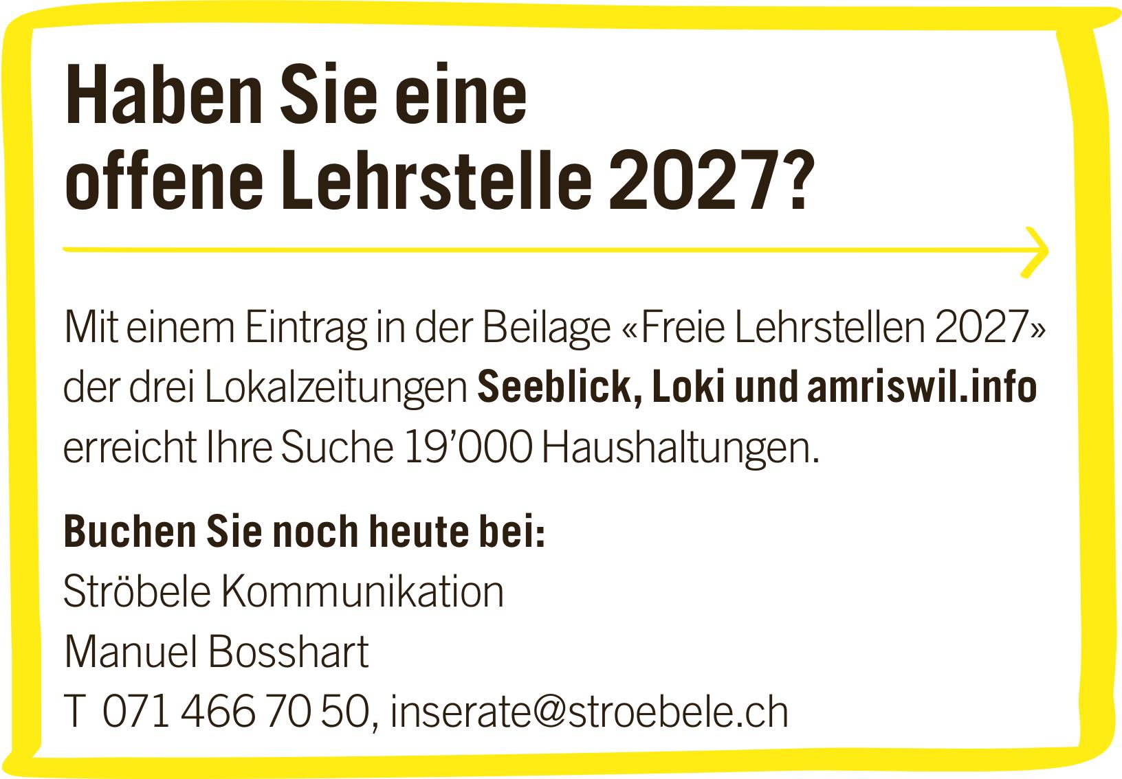 Ströbele Kommunikation, Haben Sie eine offene Lehrstelle 2027?