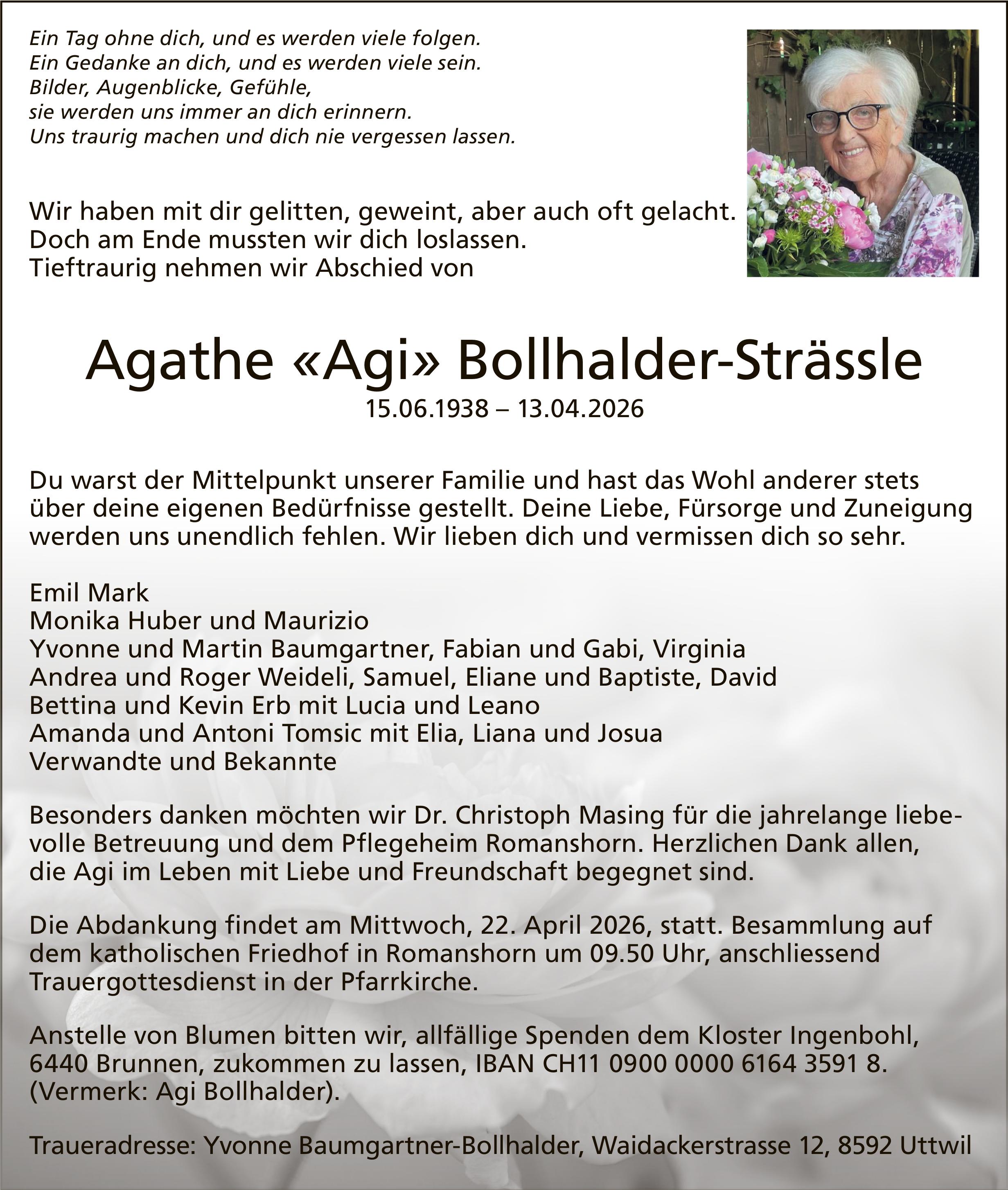 Bollhalder-Strässle Agathe «Agi», April 2026 / TA