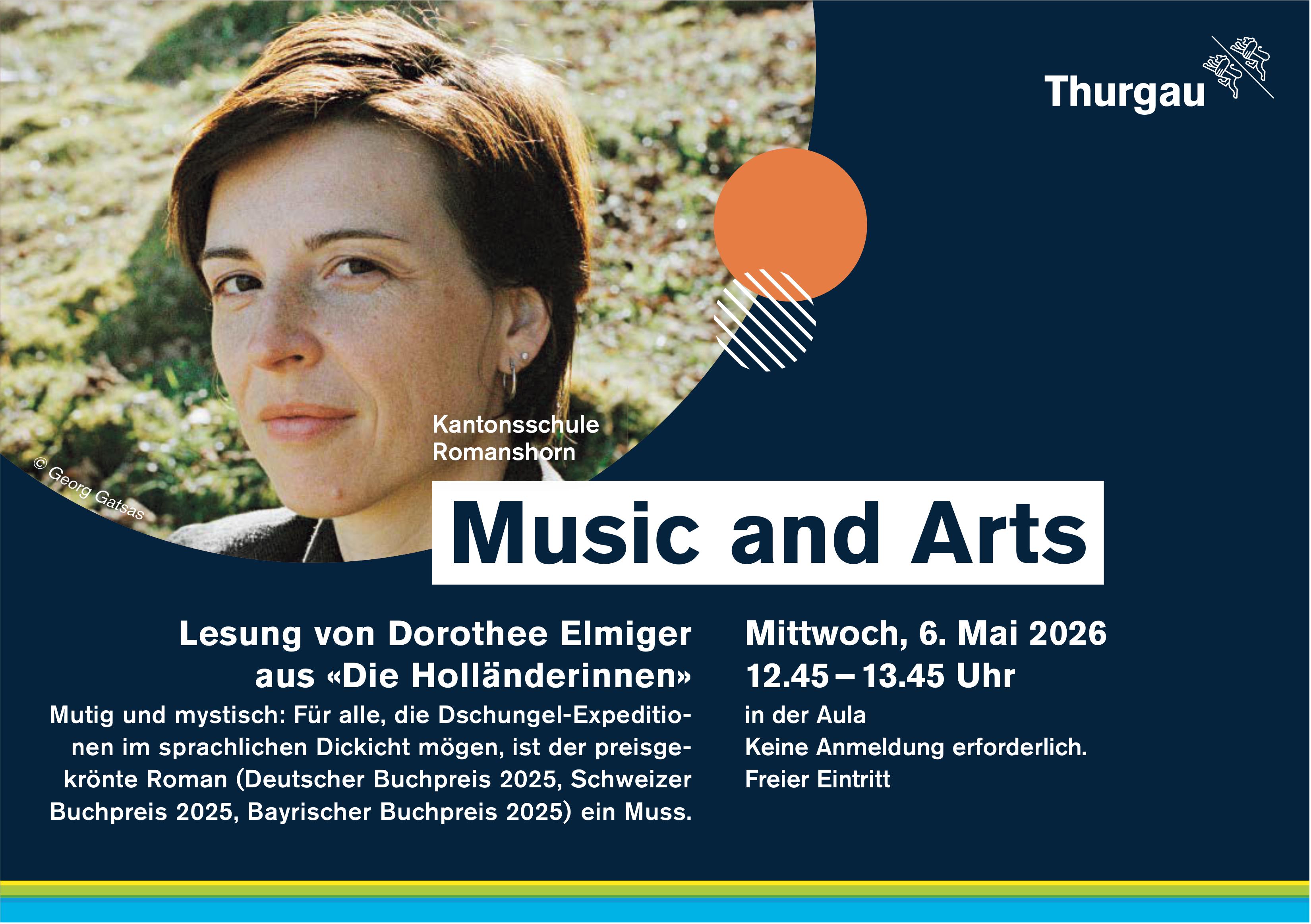 Lesung von Dorothee Elmiger aus «Die Holländerinnen», 6. Mai, Aula Kantonsschule Romanshorn