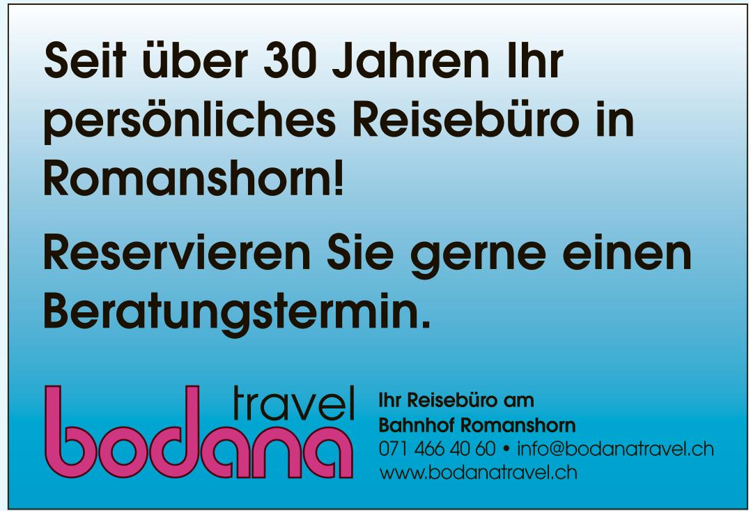 Bodanatravel, Seit über 30 Jahren Ihr persönliches Reisebüro in Romanshorn!