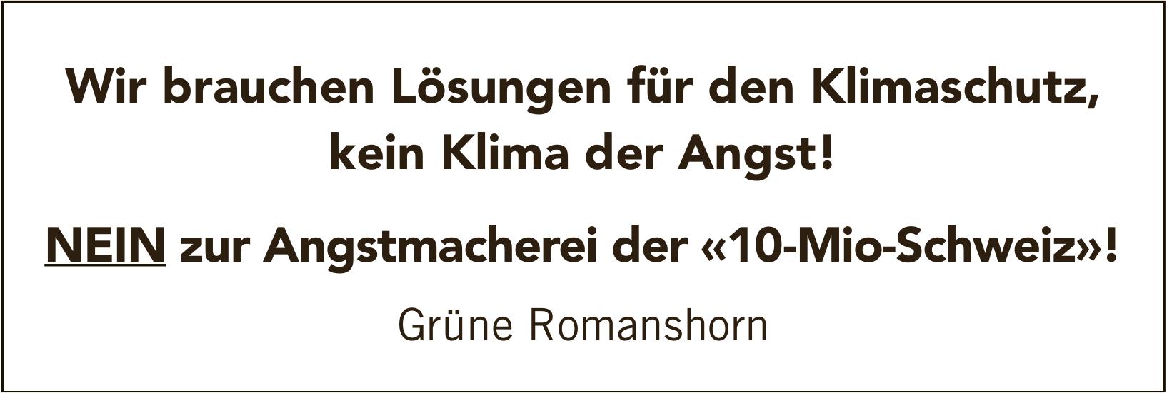 Grüne Romanshorn, NEIN zur Angstmacherei der «10-Mio-Schweiz»!