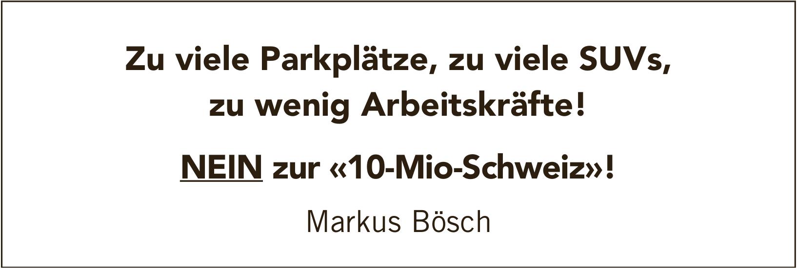 Markus Bösch, NEIN zur «10-Mio-Schweiz»!