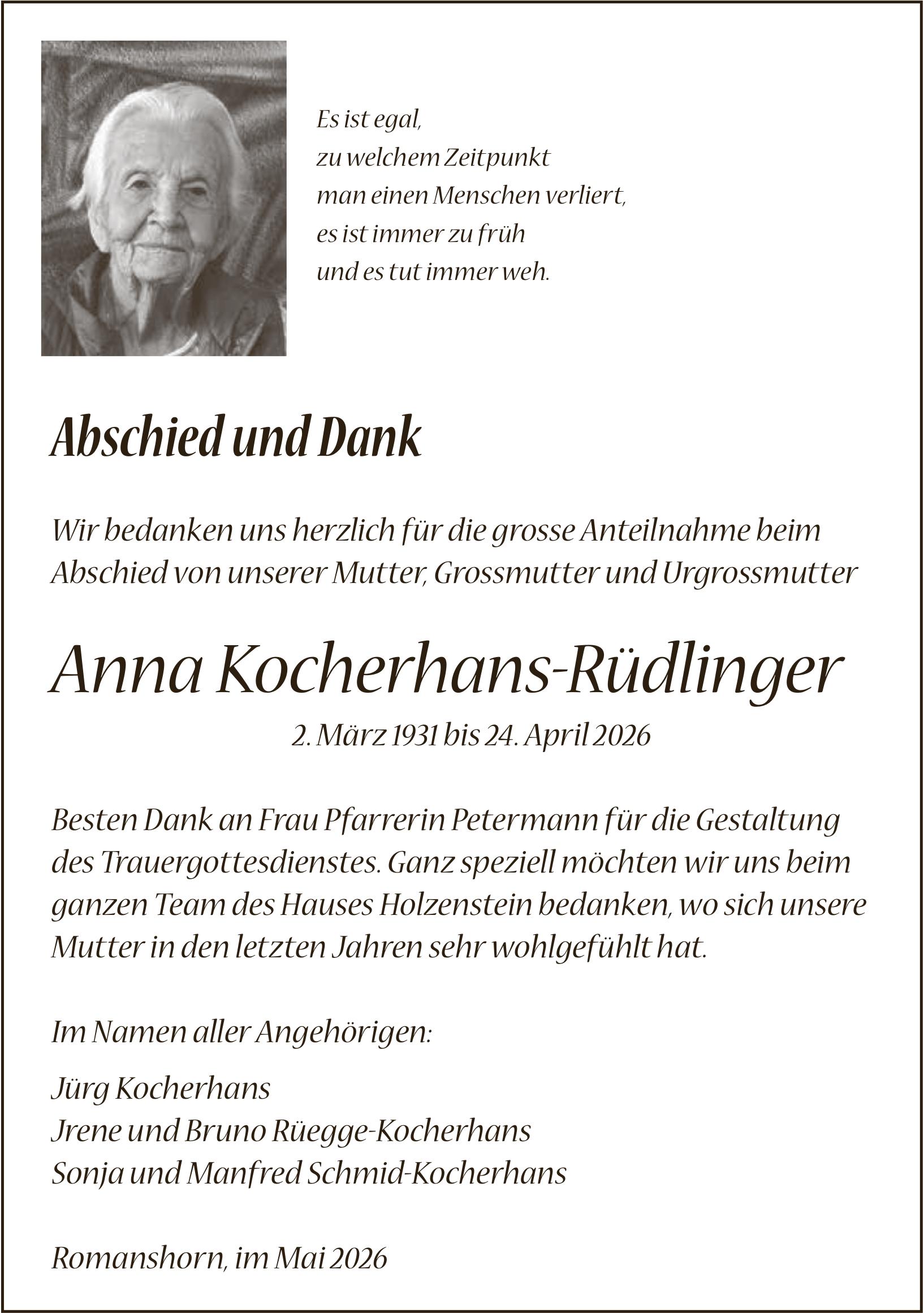 Kocherhans-Rüdlinger Anna, im Mai 2026 / DS