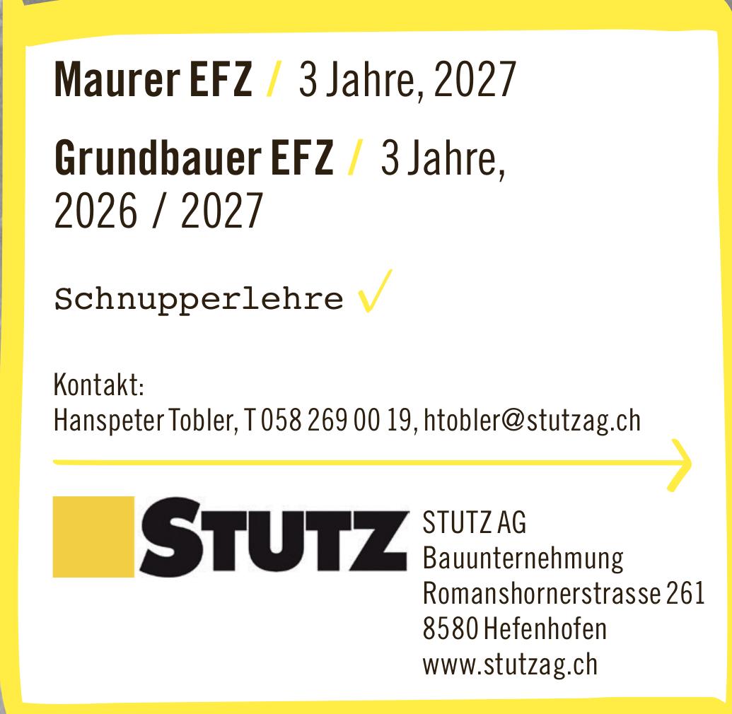 STUTZ AG, Hefenhofen - Maurer EFZ
