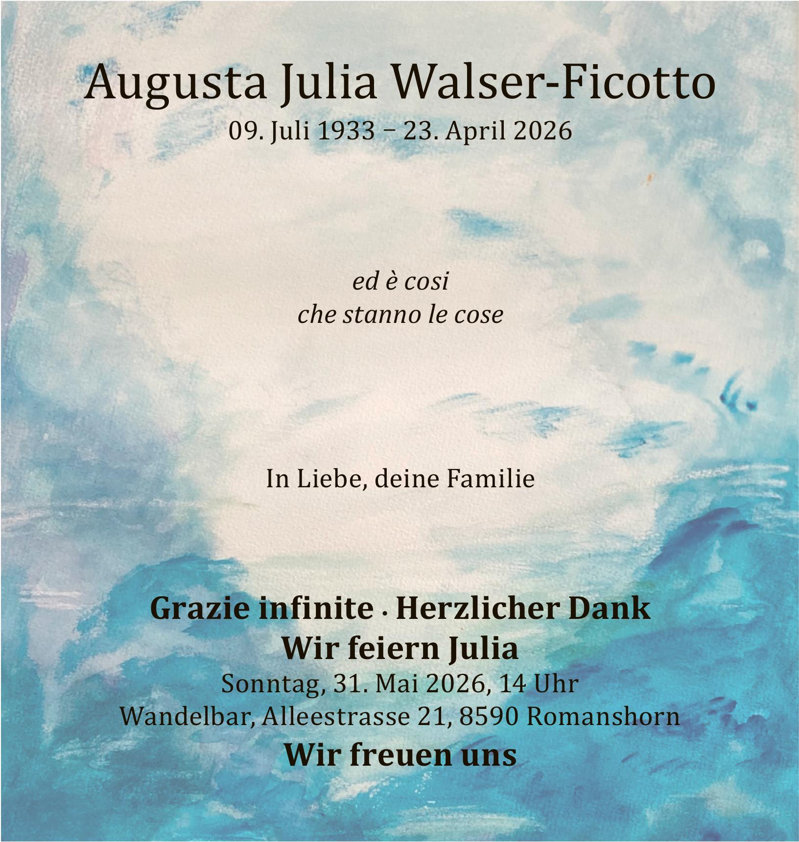 Walser-Ficotto Augusta Julia, April 2026 / TA