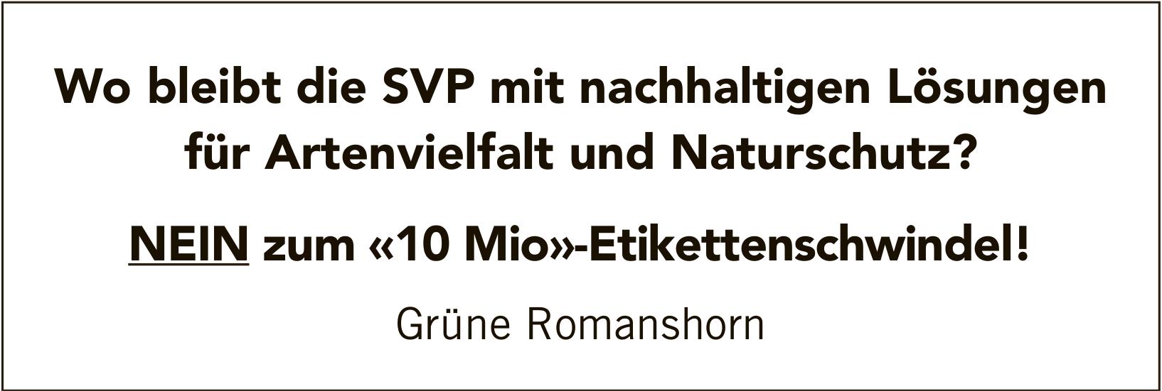 Grüne Romanshorn, NEIN zum «10 Mio»-Etikettenschwindel!