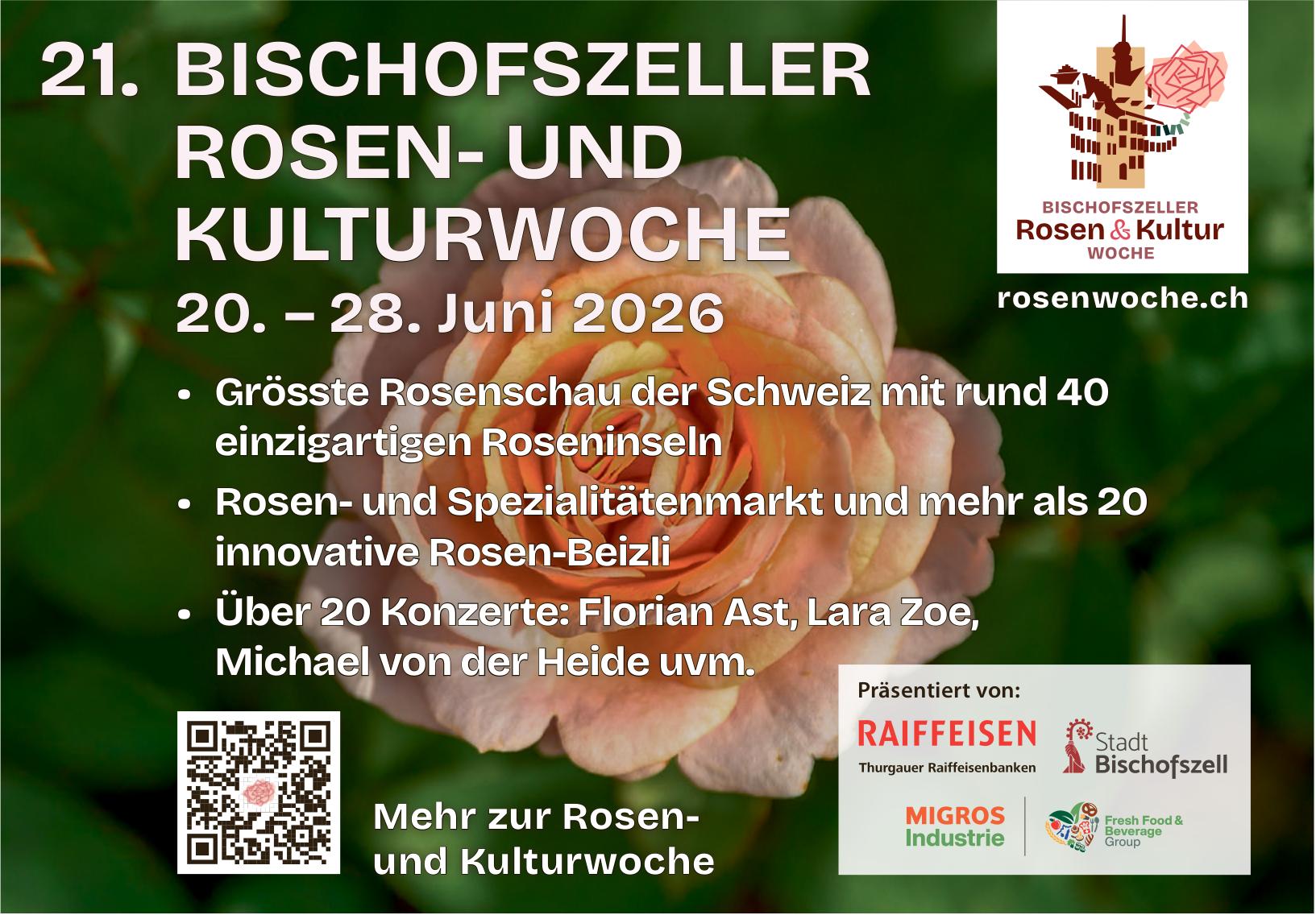 21. Bischofszeller Rosen- und Kulturwoche, 20. - 28. Juni